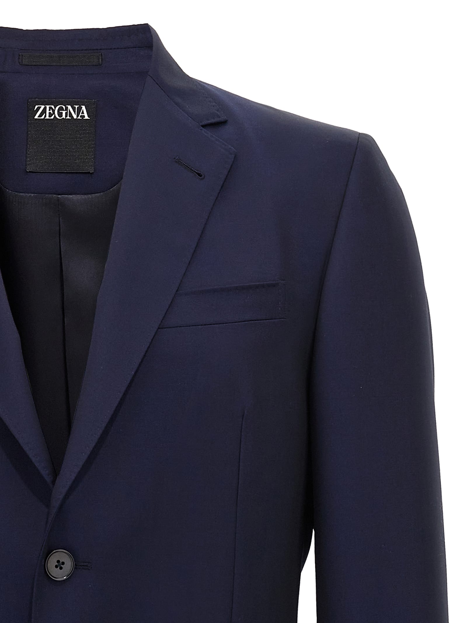 Zegna Tailored Single-breasted Blazer In Wool And Mohair Blend In Blue