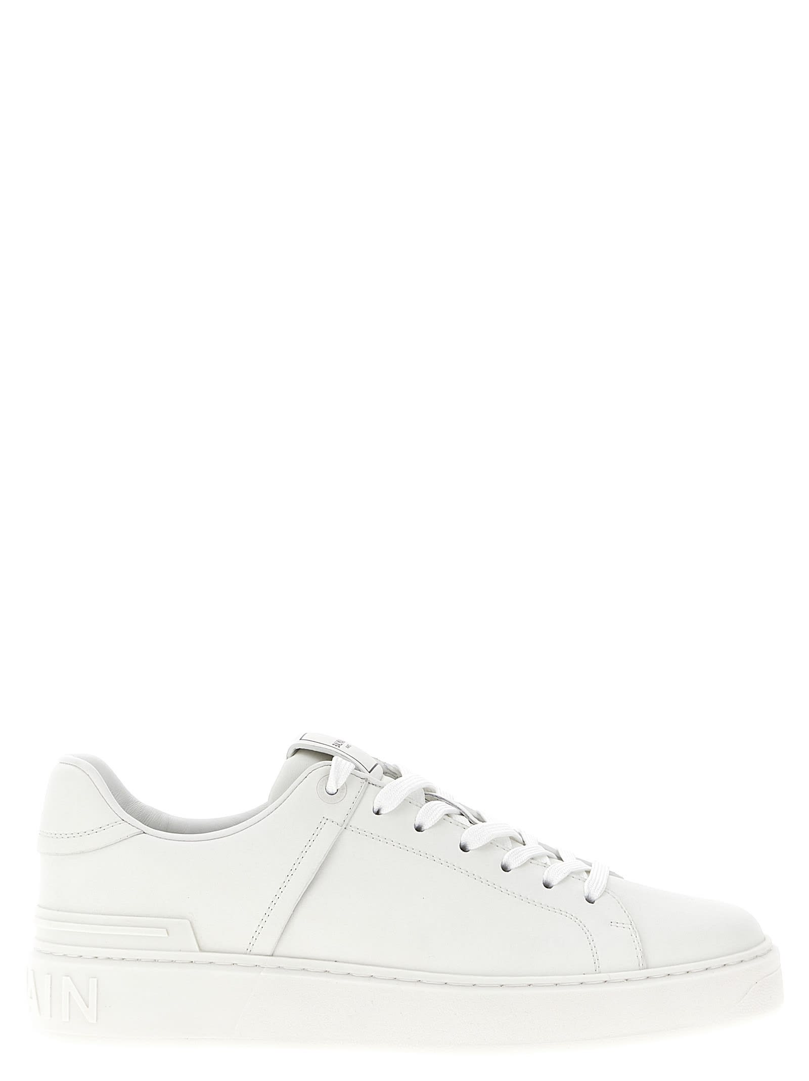 Balmain B-court Leather Sneakers In White