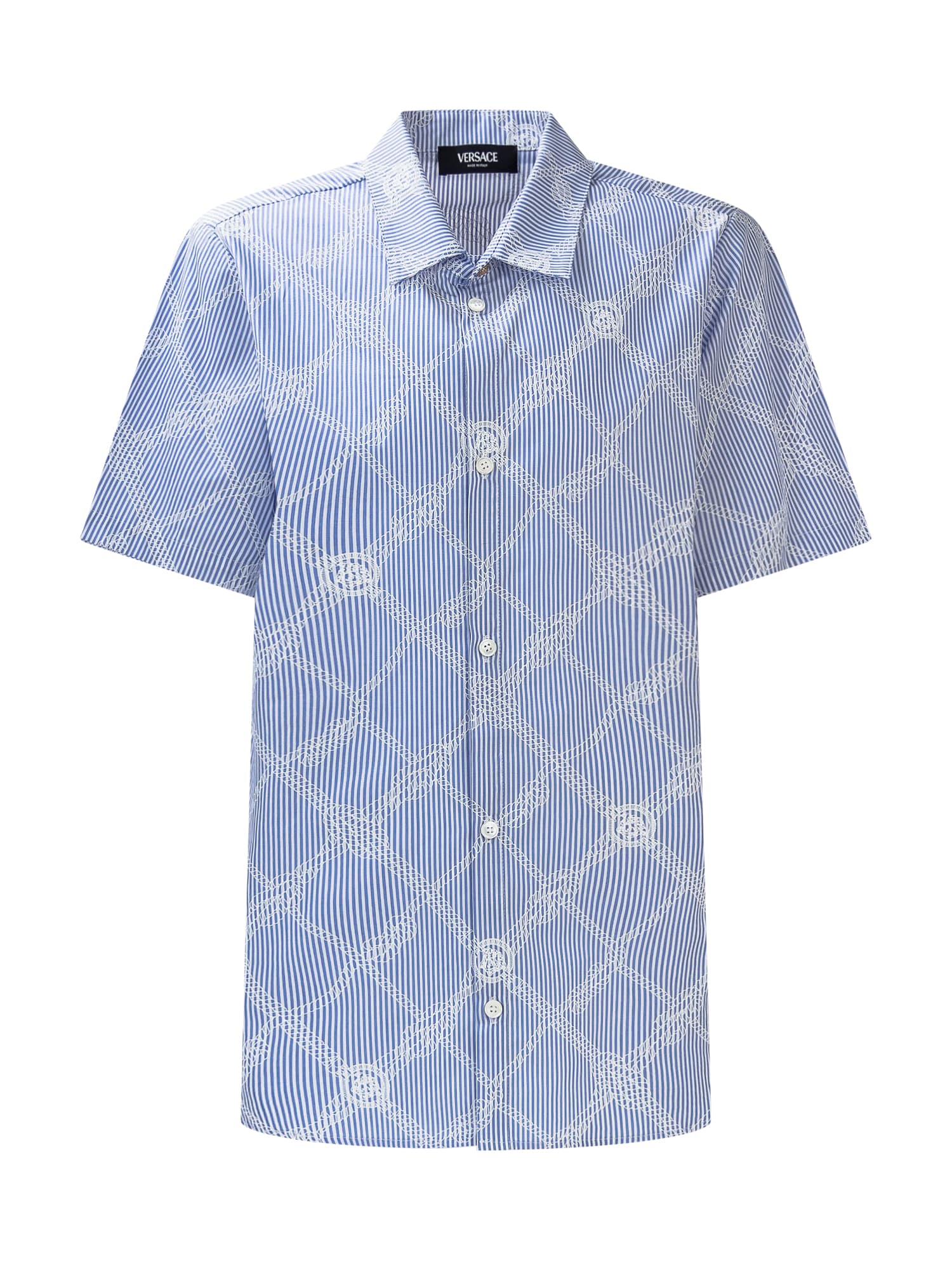 Shop Young Versace Nautical Medusa Shirt In Bianco-celeste