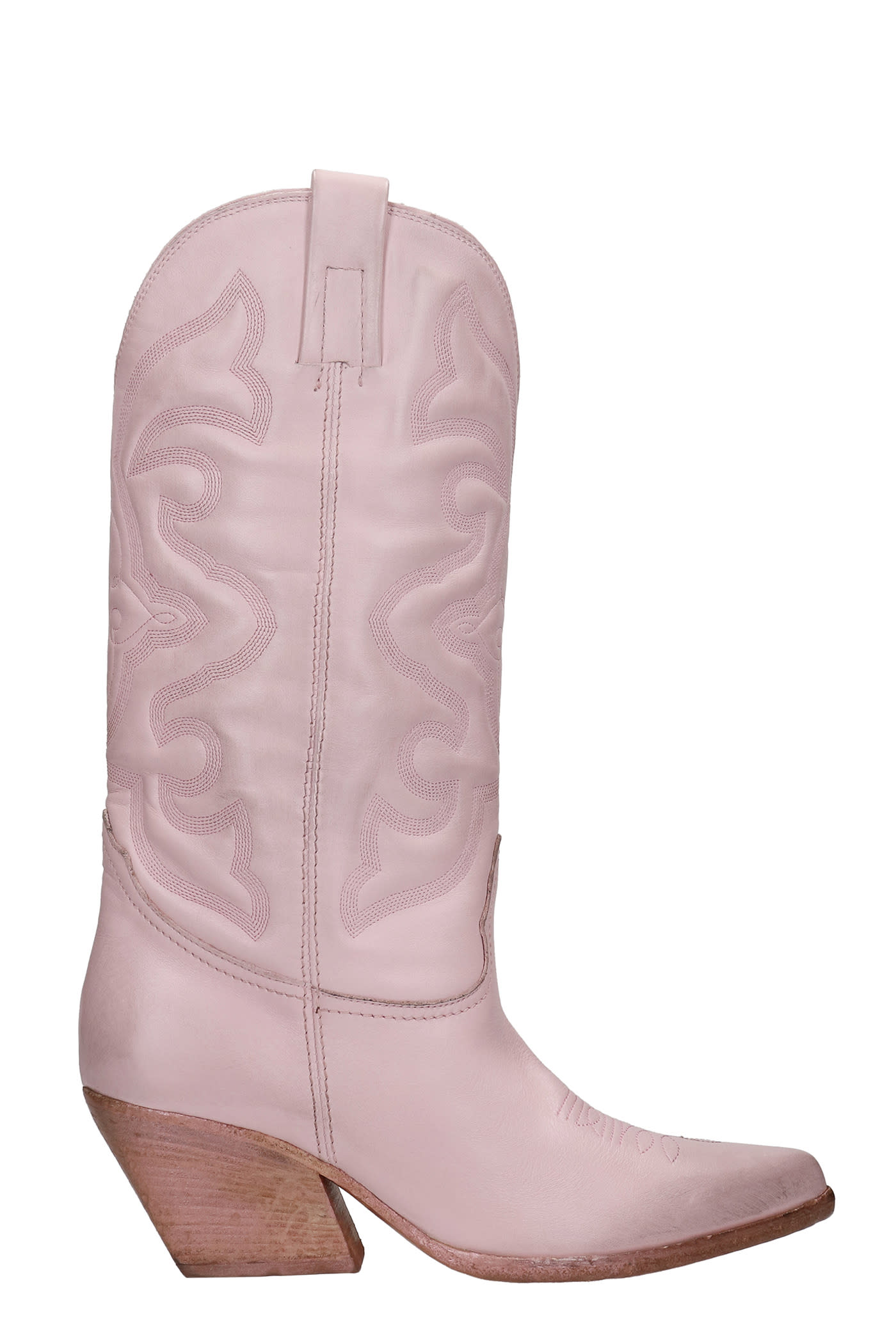 Elena Iachi Texan Boots In Rose-pink Leather