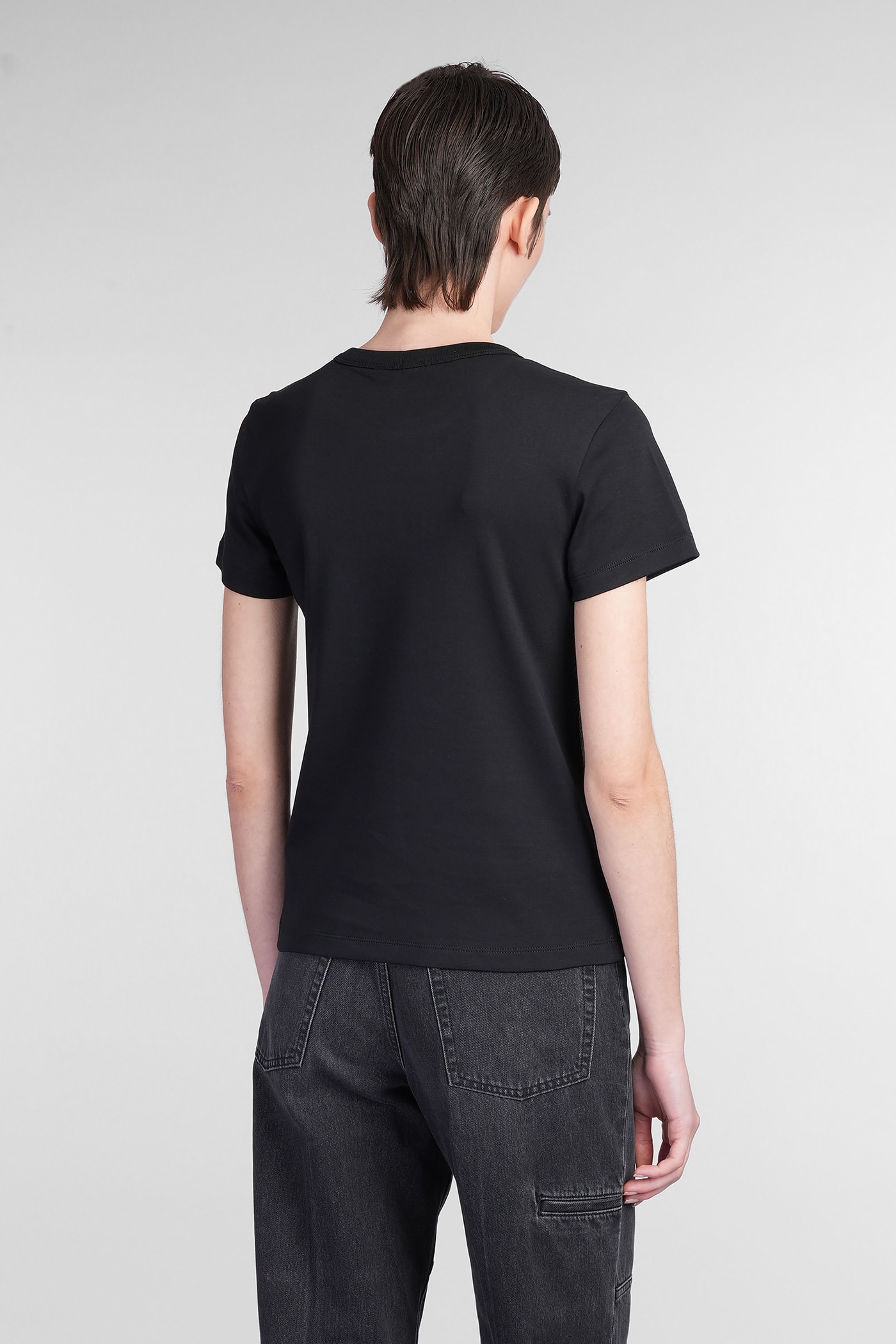 Helmut Lang Logo Embroidered Crew Neck Short Sleeve Top In Black