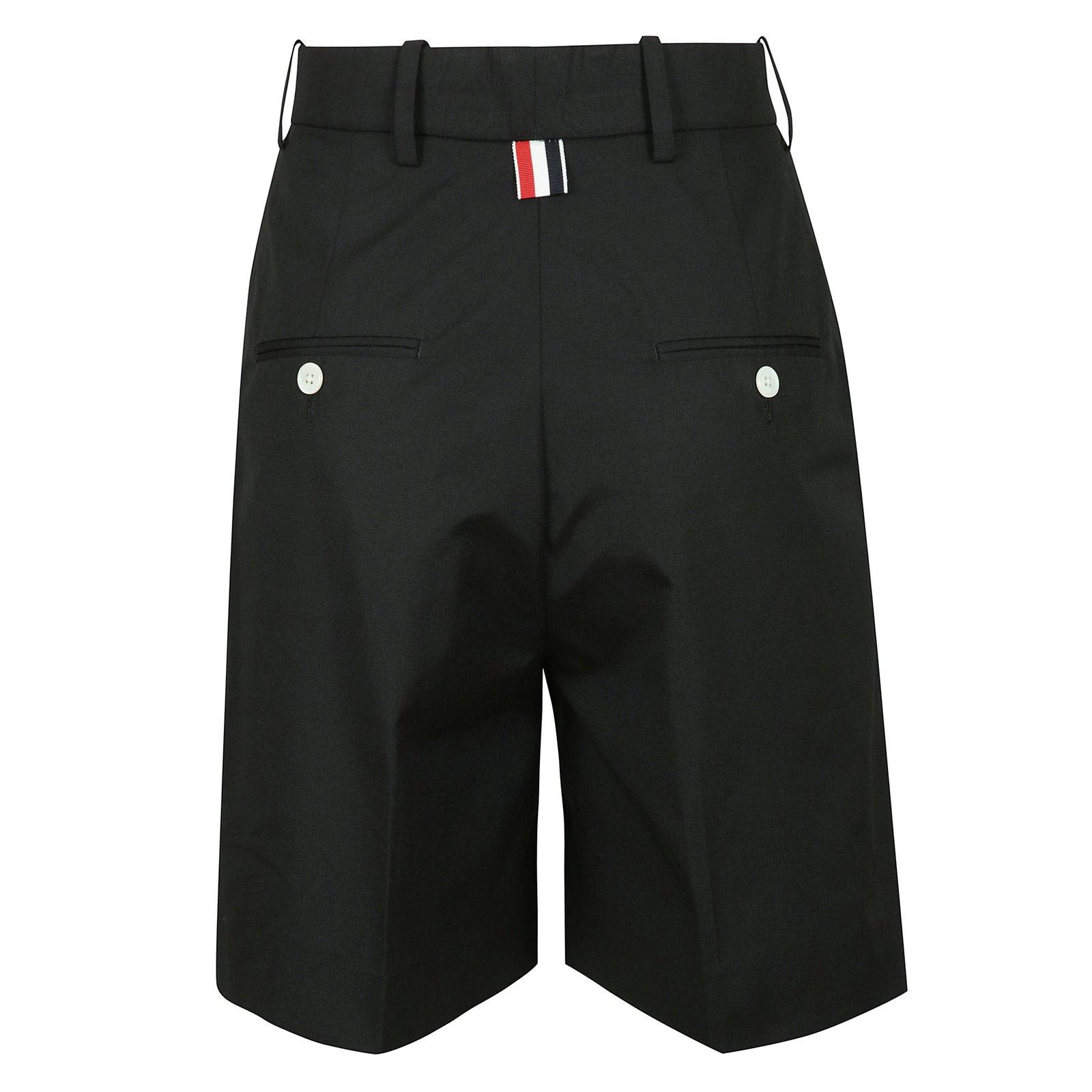 Thom Browne High-waisted Thigh-length Shorts In Black