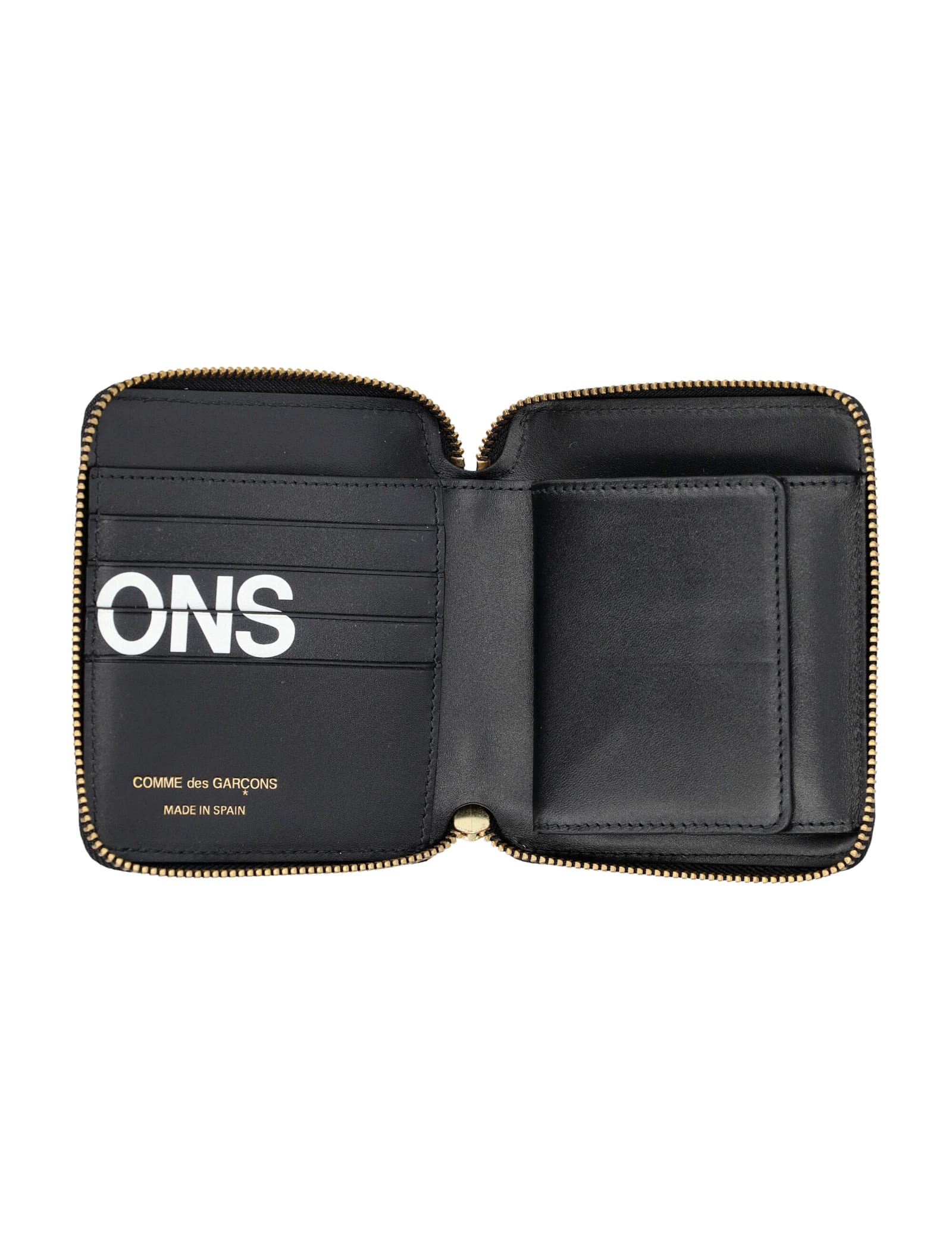 Comme Des Garçons Leather Hugo Logo Zip Around Wallet In Green