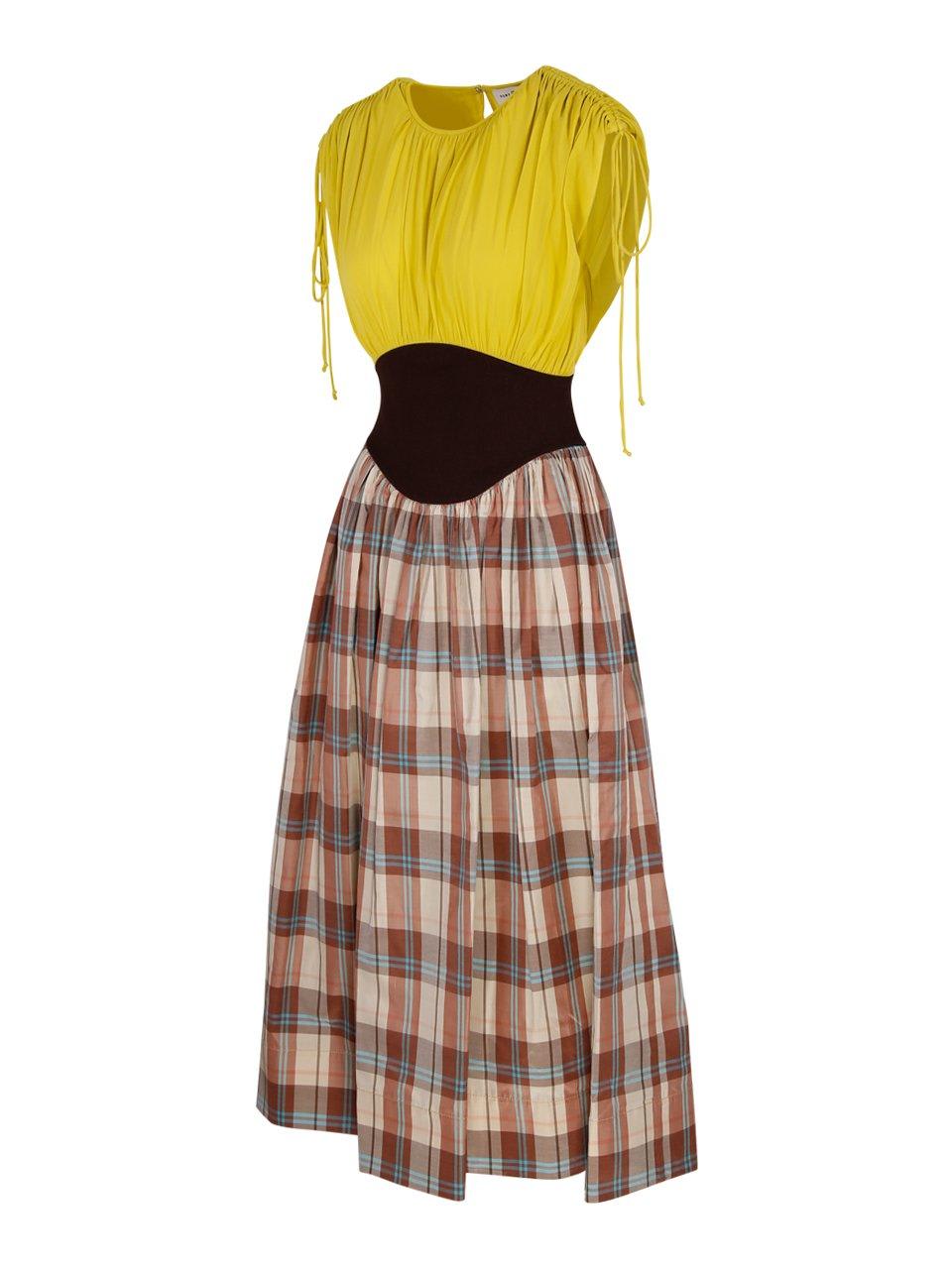 Tory Burch Panelled Silk-chiffon Midi Dress In Yellow
