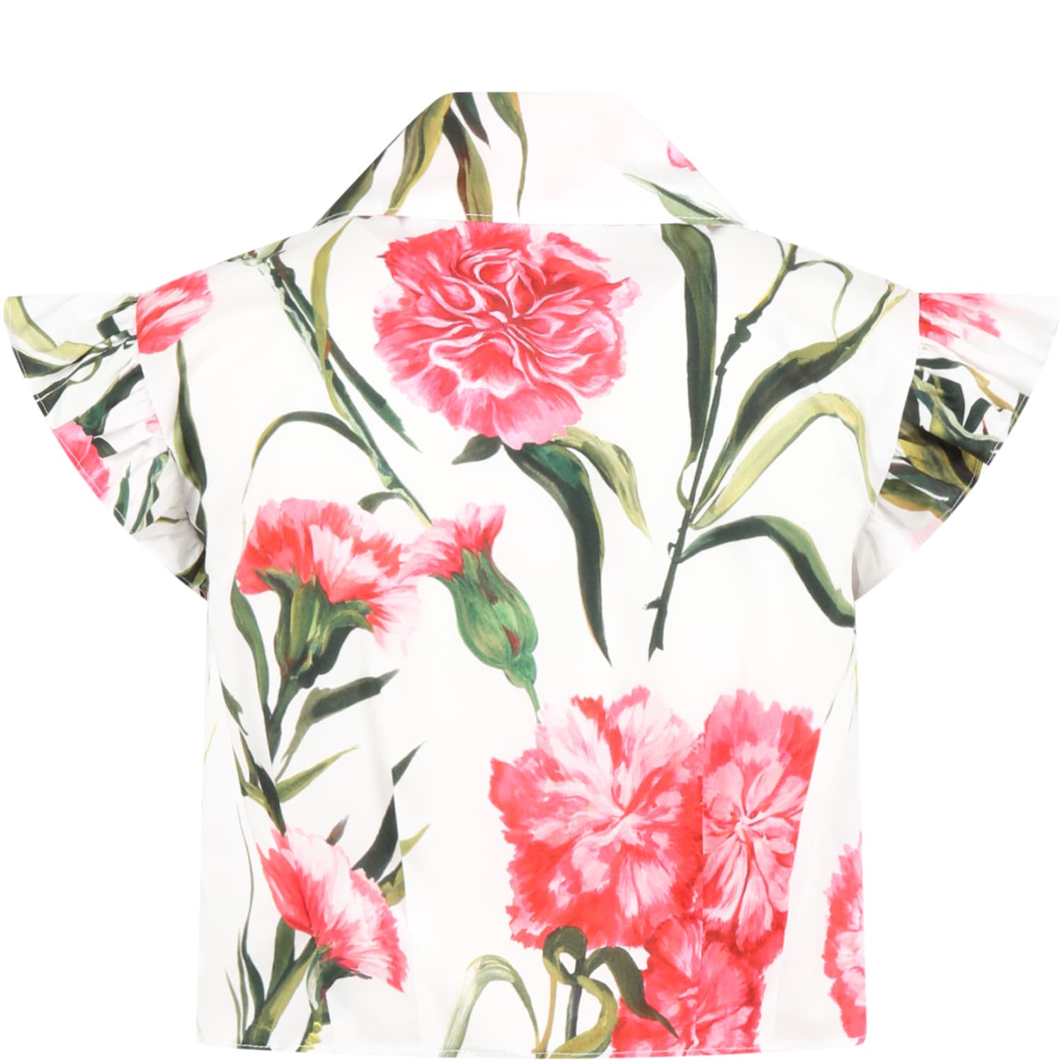 Shop Dolce & Gabbana White Shirt For Girl With Pink Carnations