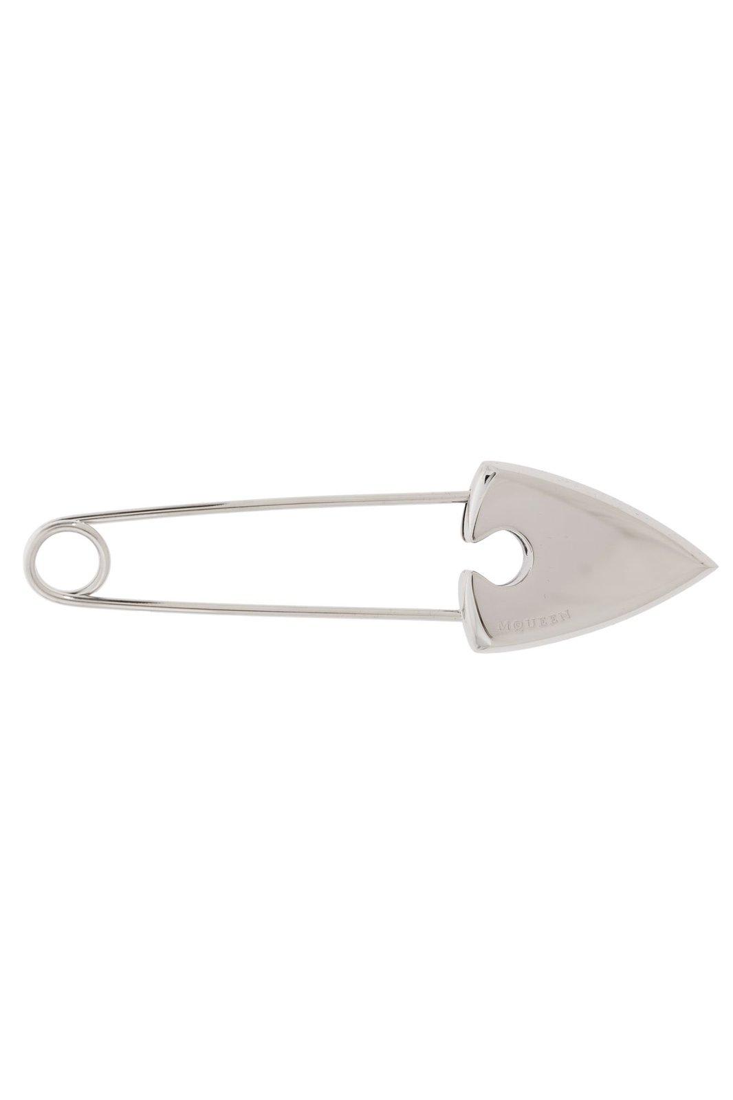 Shop Alexander Mcqueen Arrow Safety Pin Brooch In Silver