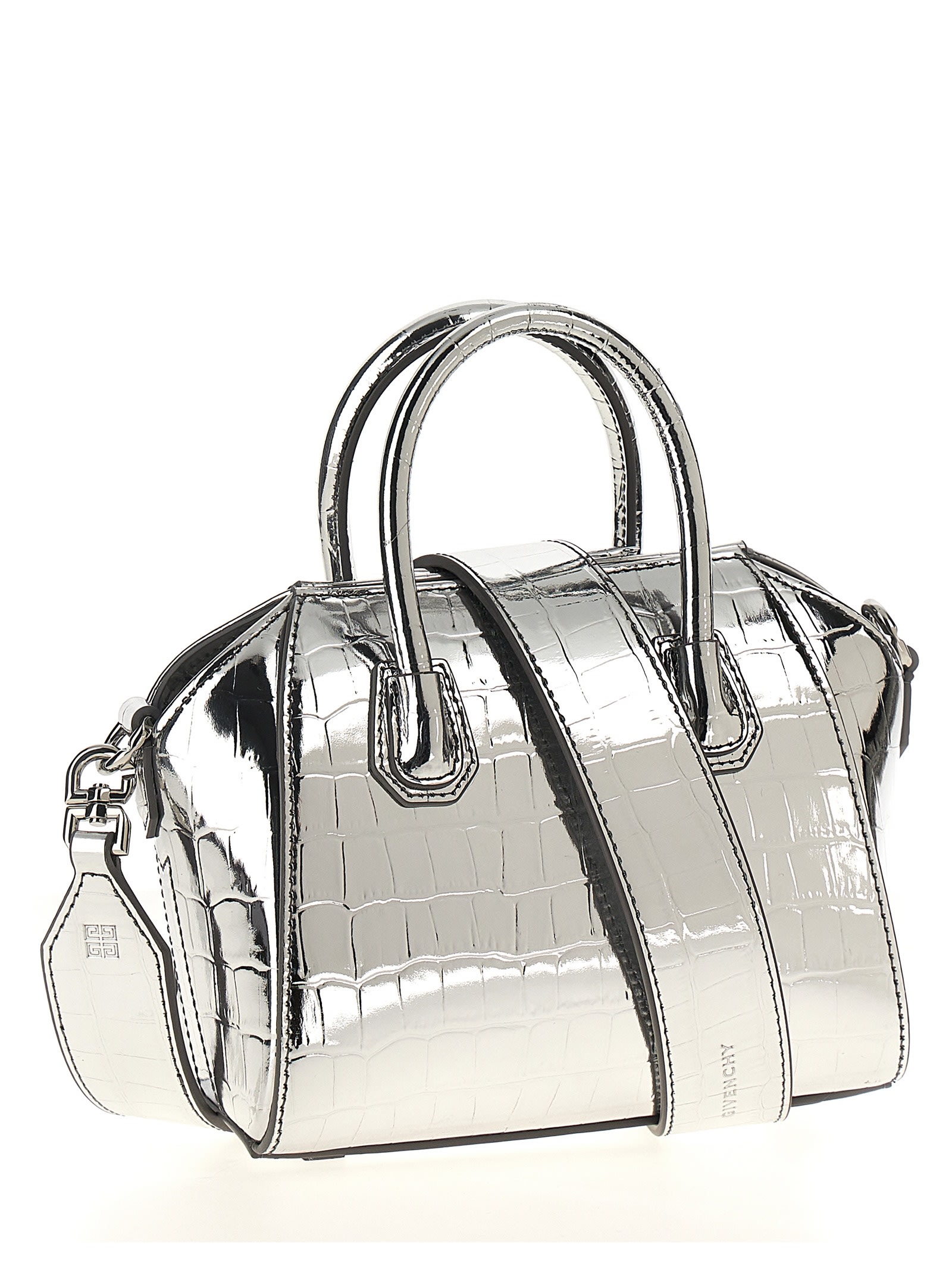 Shop Givenchy Antigona Toy Handbag In Silver