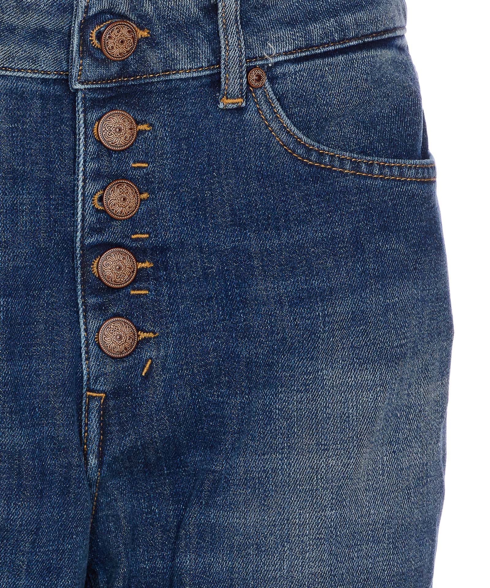 Dondup High-waisted Distressed Denim Jeans With Rolled Cuffs In Blue