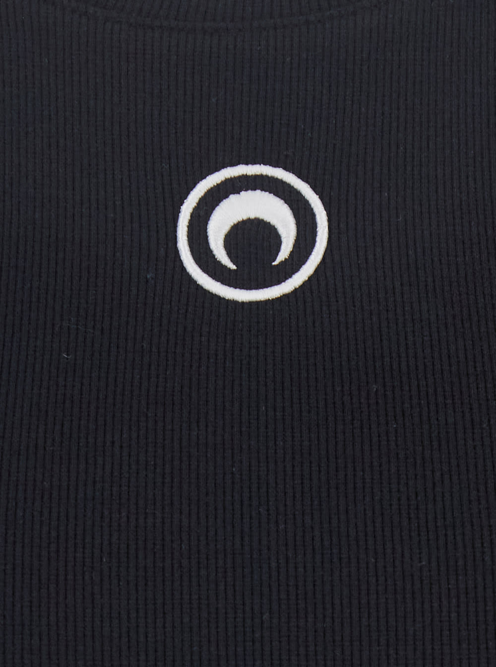 Marine Serre Black Long Dress With Crescent Moon Logo Embroidered On The Front