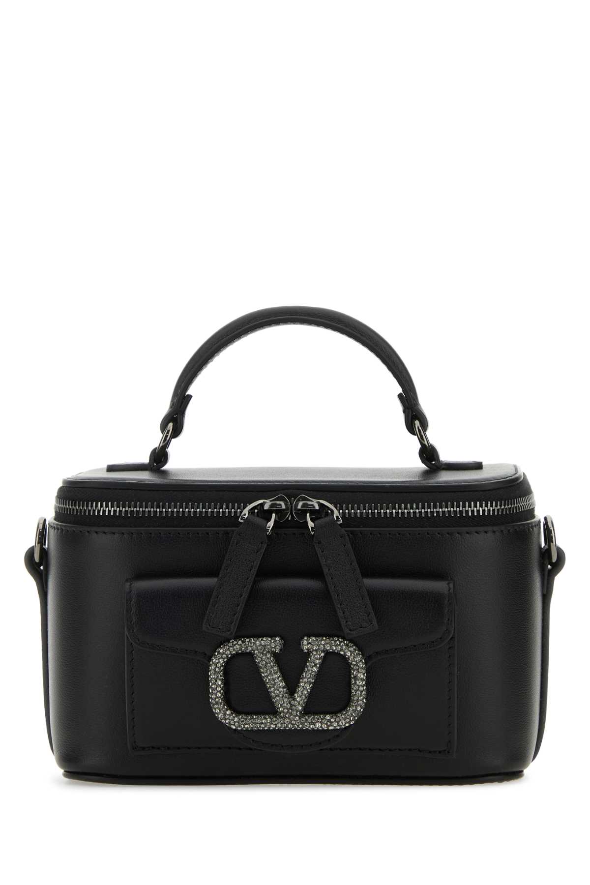 Valentino Garavani Black Leather Mini Locã² Handbag In Neroblackdiamond