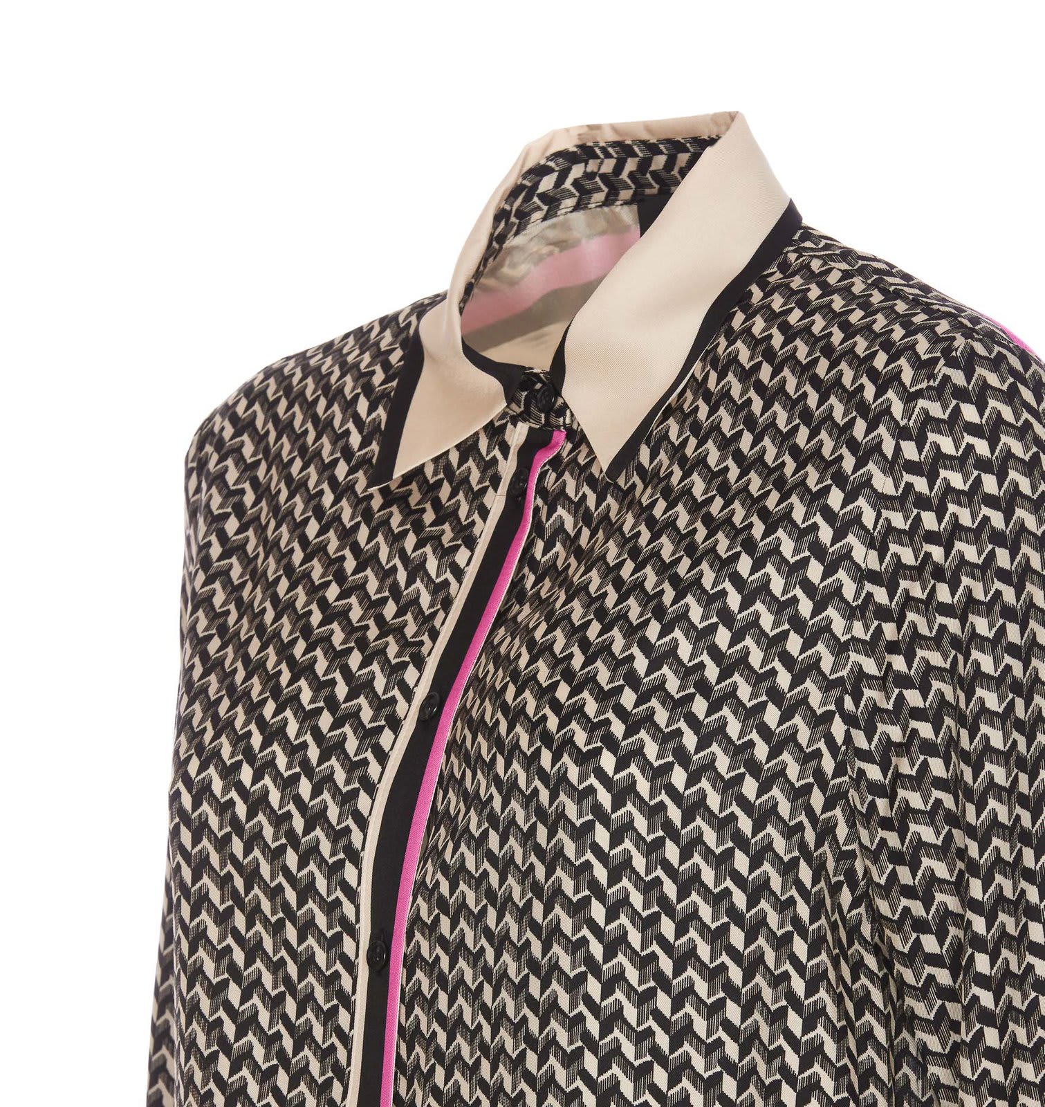 Shop Pinko New Nora Geometric Printed Twill Weave Shirt In Beige