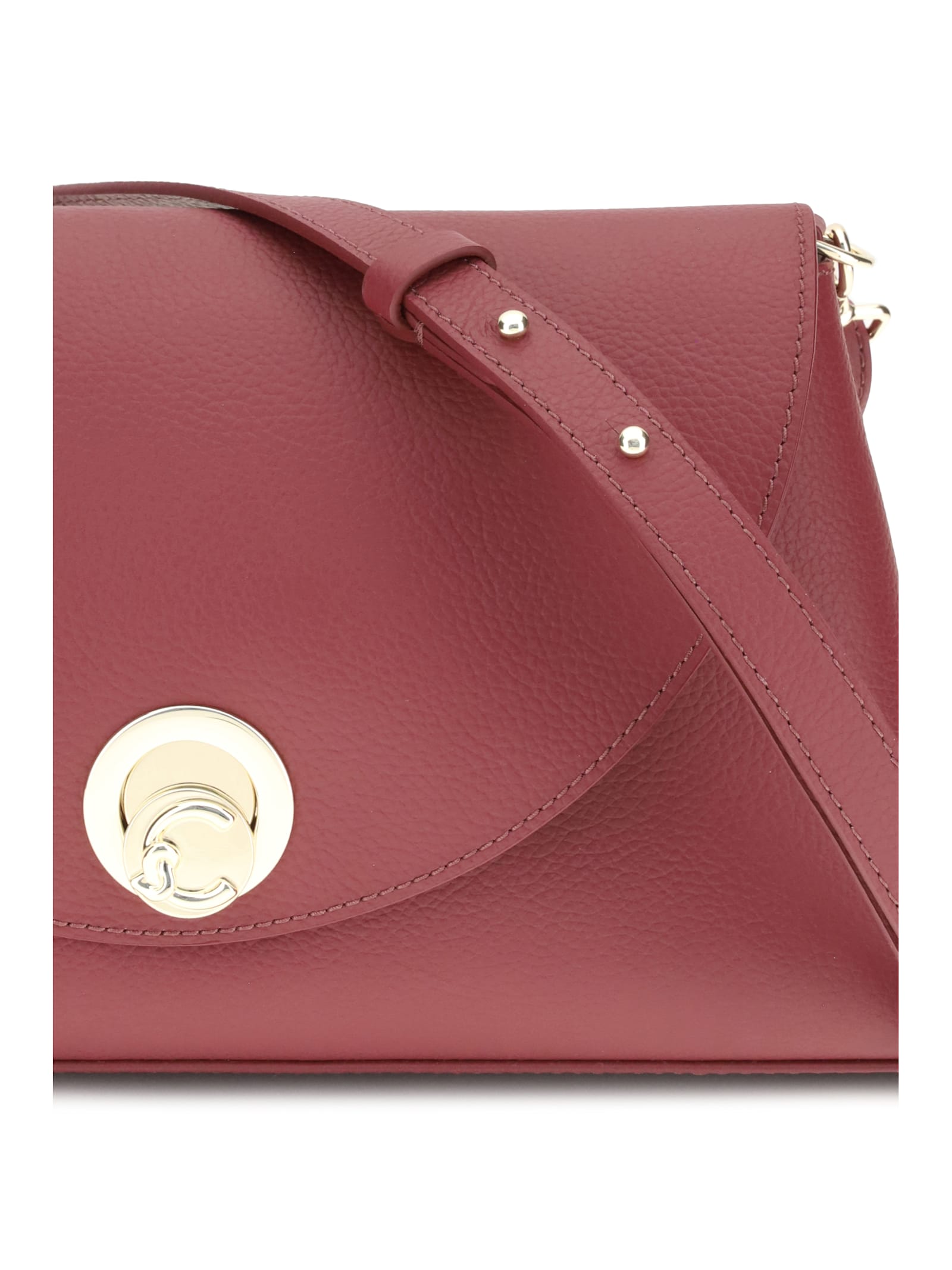 Coccinelle Medium Nikla Circular-clasp Calf-leather Shoulder Bag In Red