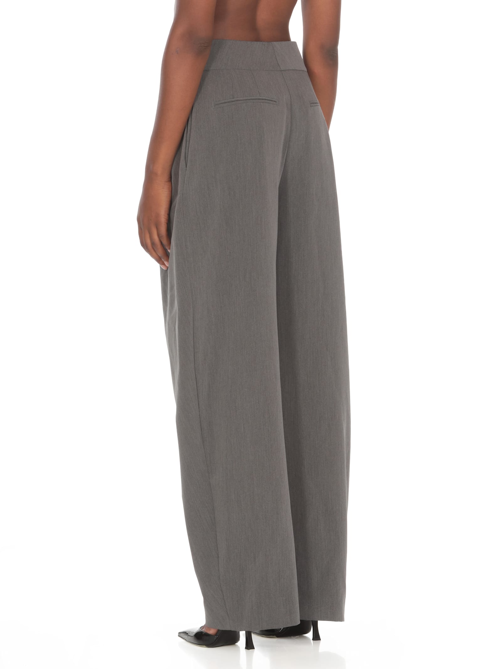 Shop Pinko Viscose Trousers In Grey