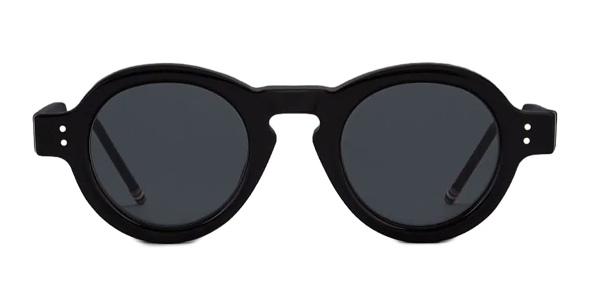 Round - Shiny Black Sunglasses