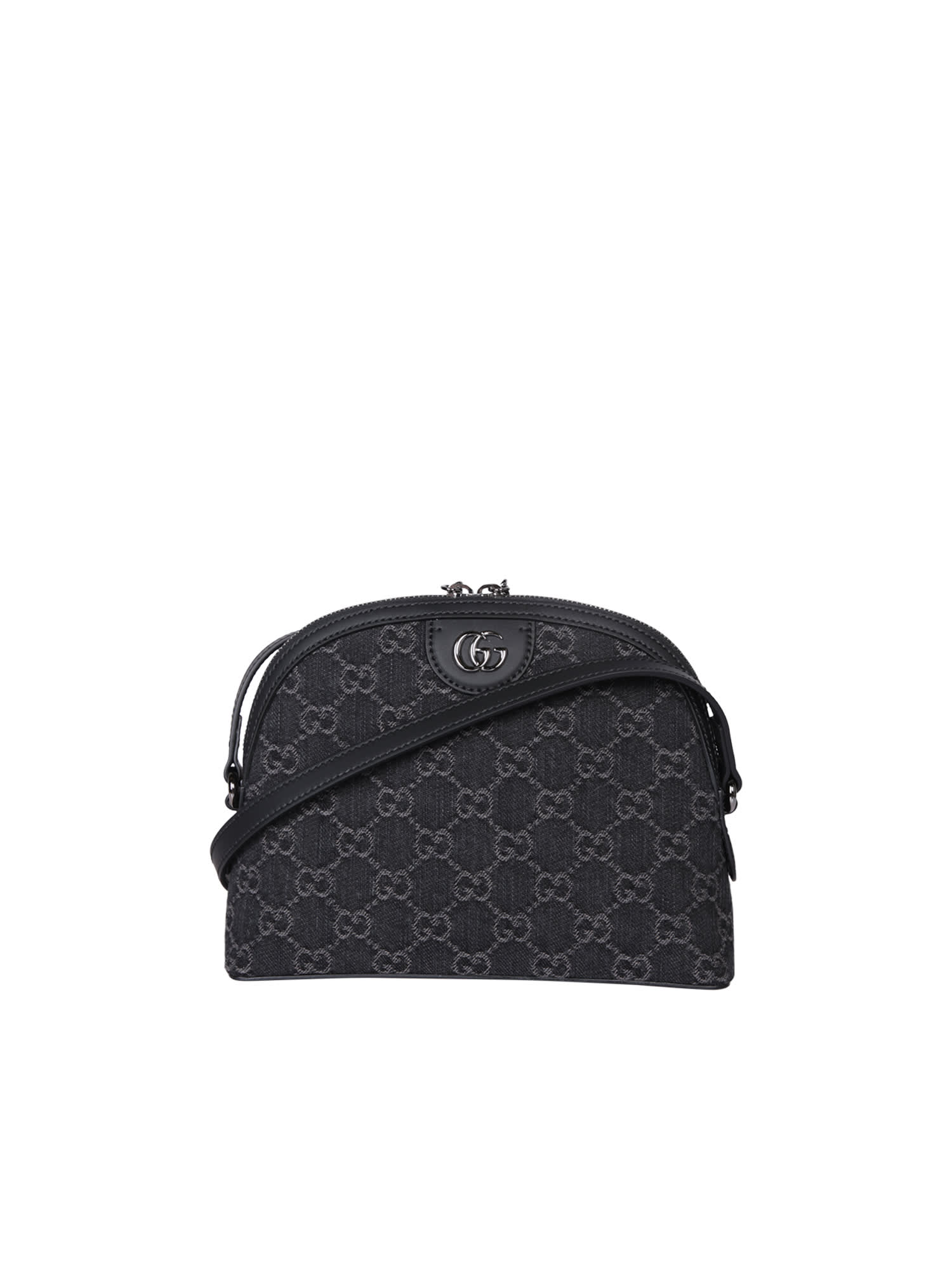 Shop Gucci Ophidia S Denim Monogram Black Bag