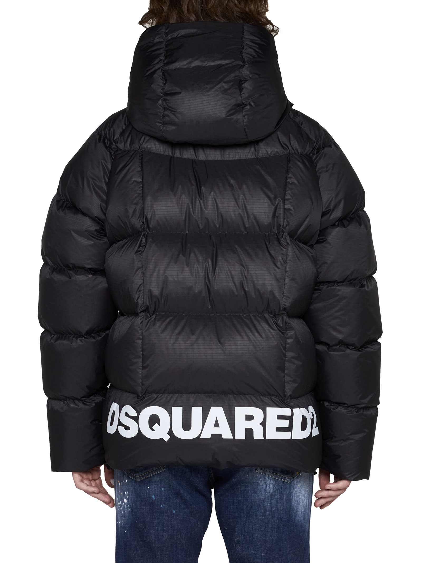 Dsquared2 Logo-print Padded Jacket In Black