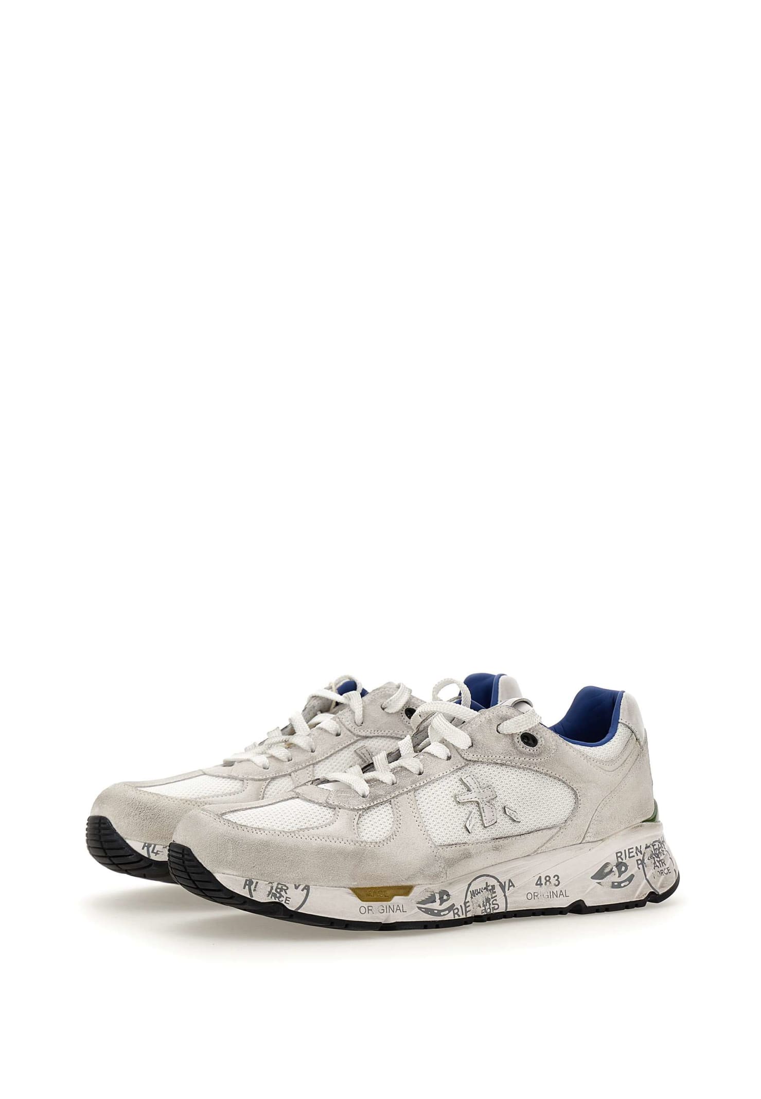 Shop Premiata Mase 6621 Sneakers In White/blue
