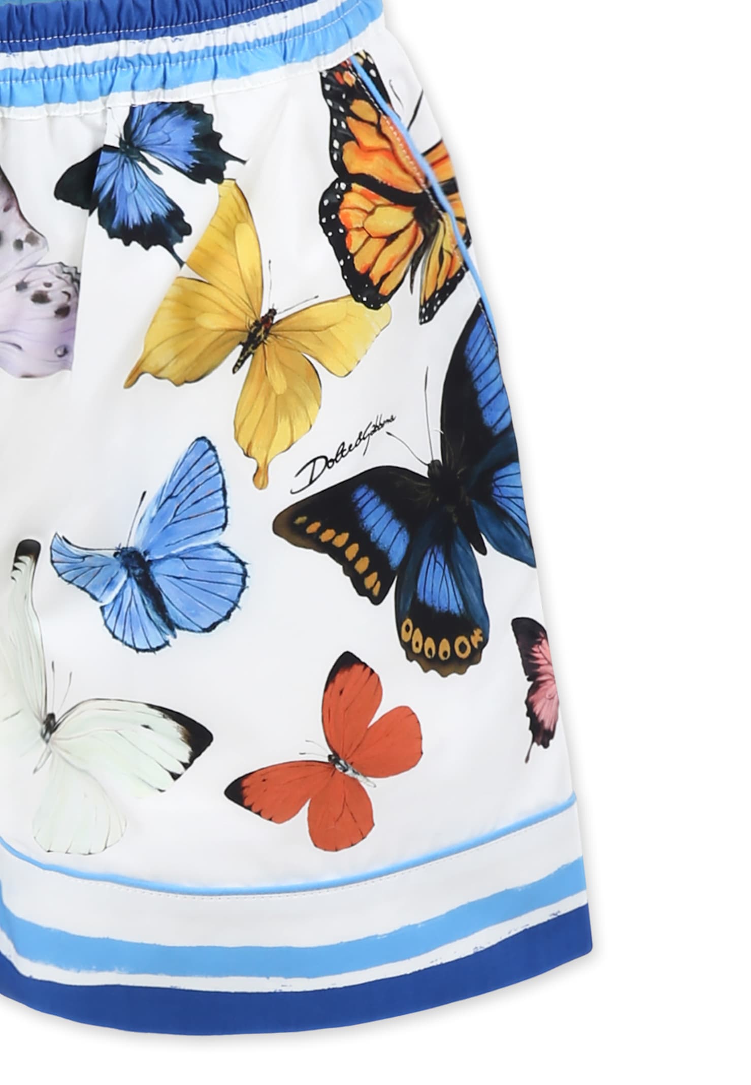 Dolce & Gabbana White Shorts For Girl With Butterflies In White