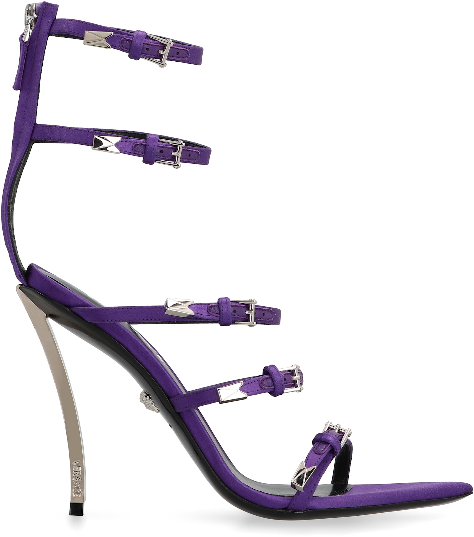 Shop Versace Pin-point Heeled Sandals In Purple