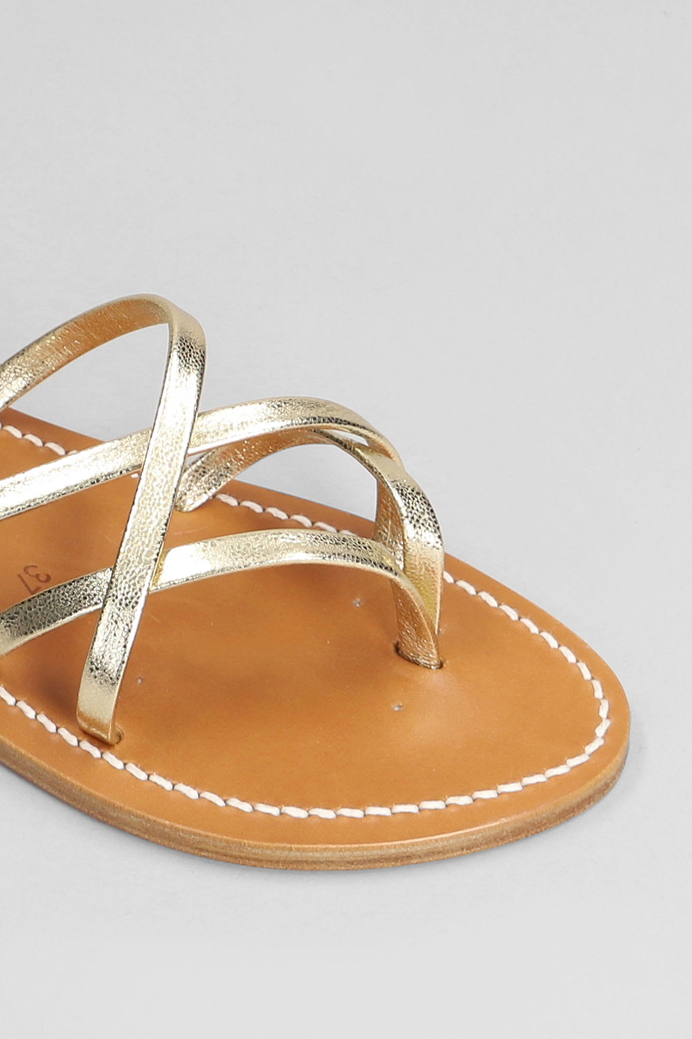 Kjacques K Jacques Metallic Leather Zenobie Flat Sandals