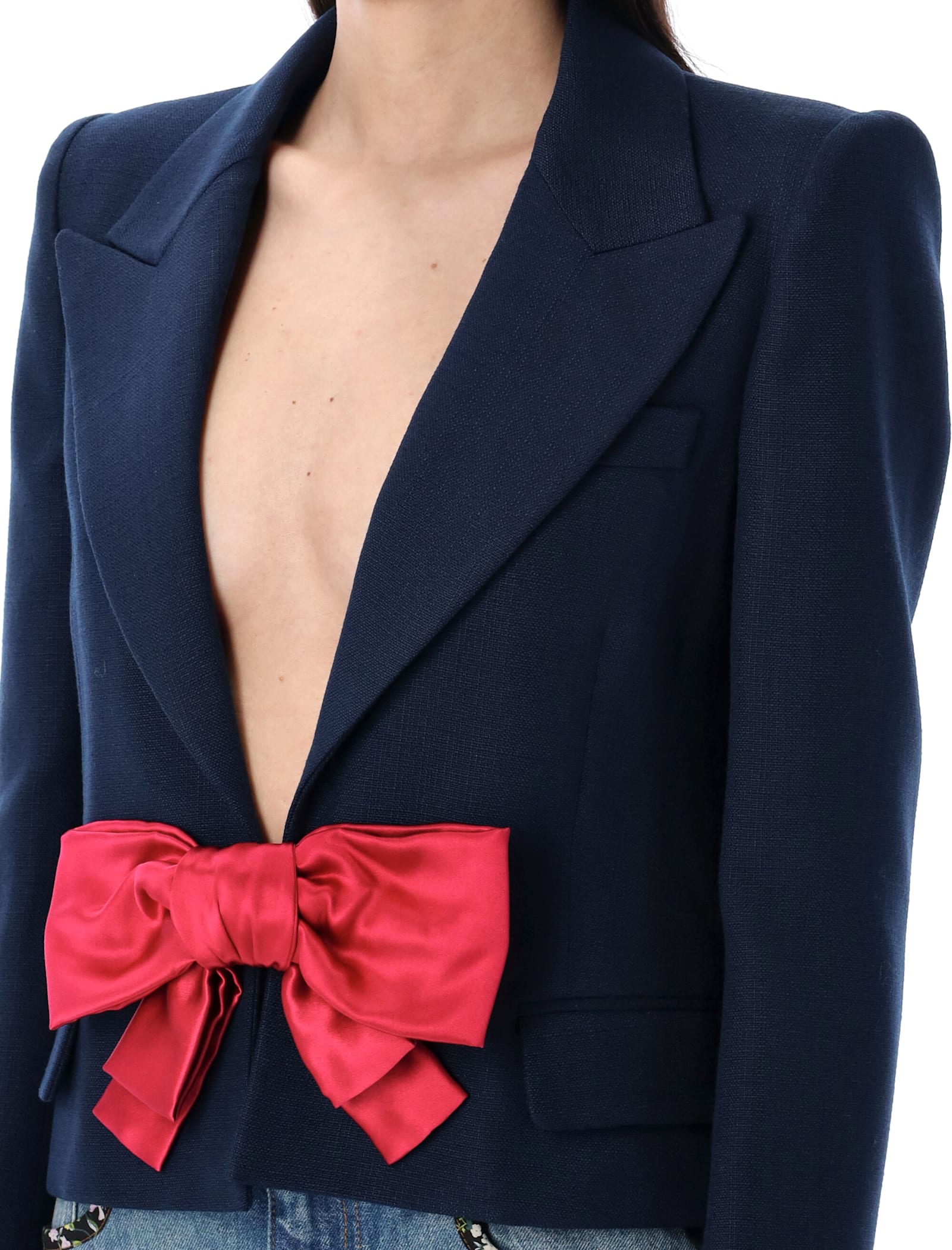 Valentino Tailored Bow-detail Jacket Crafted From Lightweight Viscose In Provence Blue