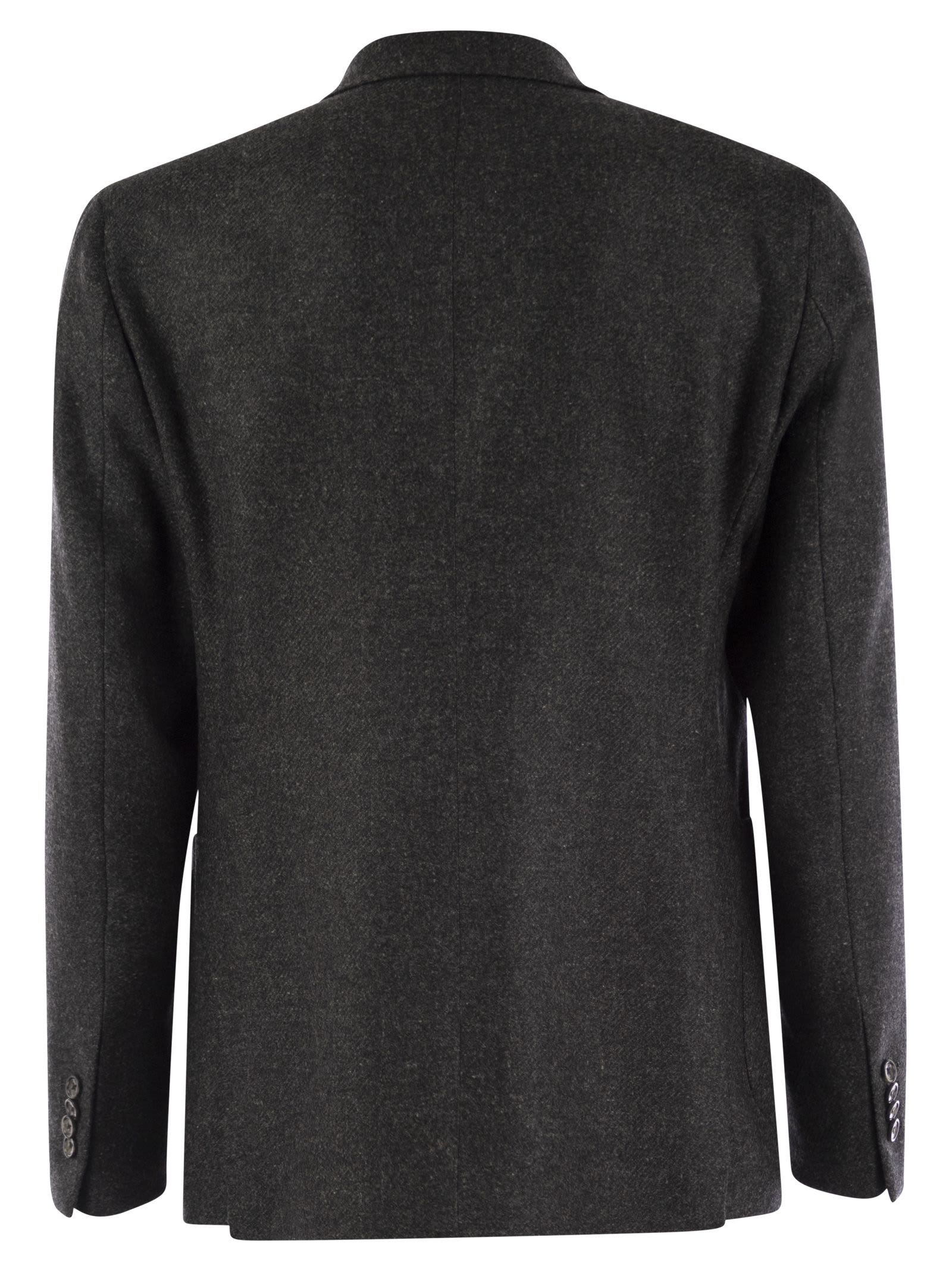 Shop Tagliatore Wool And Cashmere Double-breasted Jacket In Anthracite