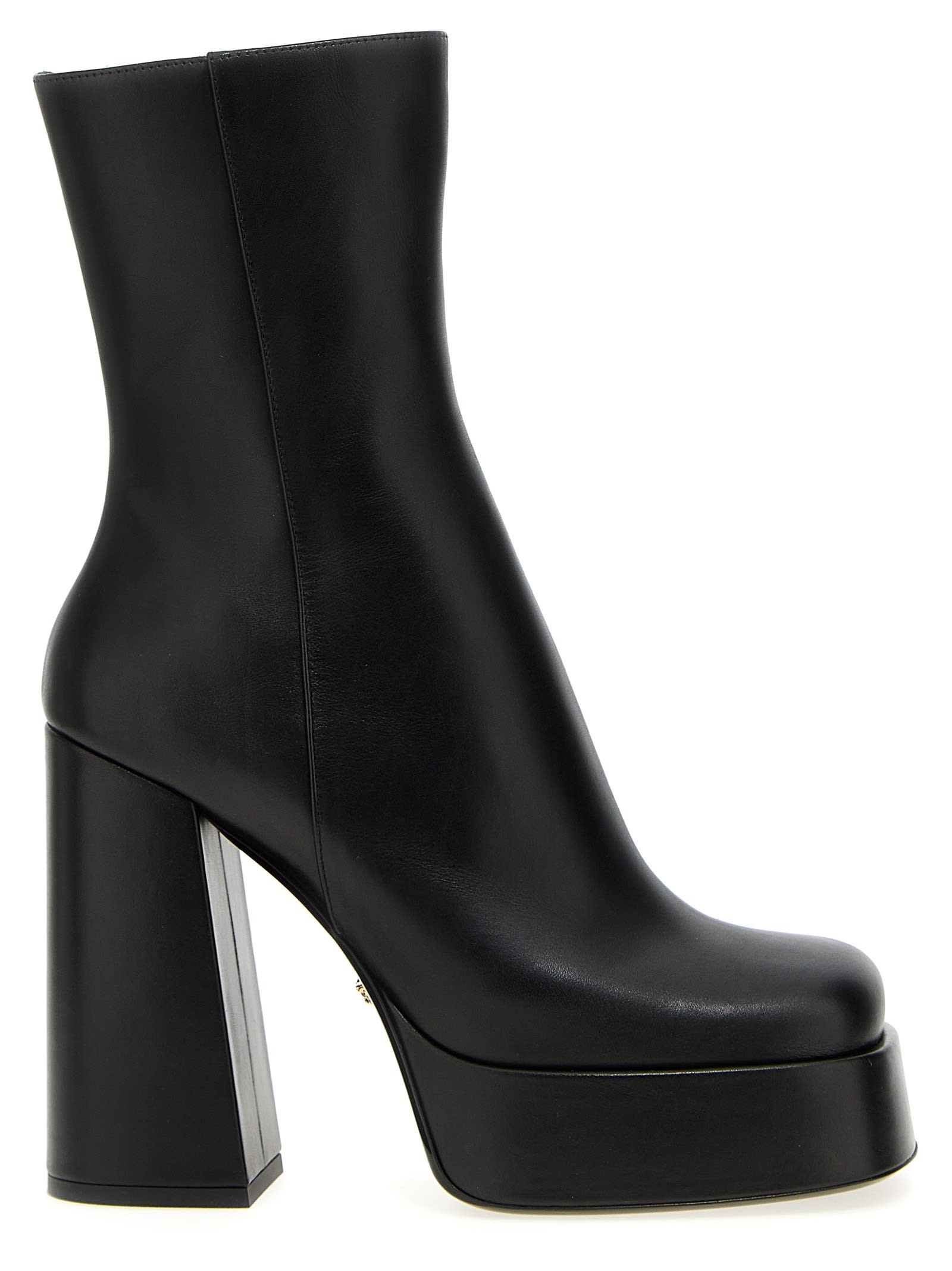 Versace Leather Platform Ankle Boots