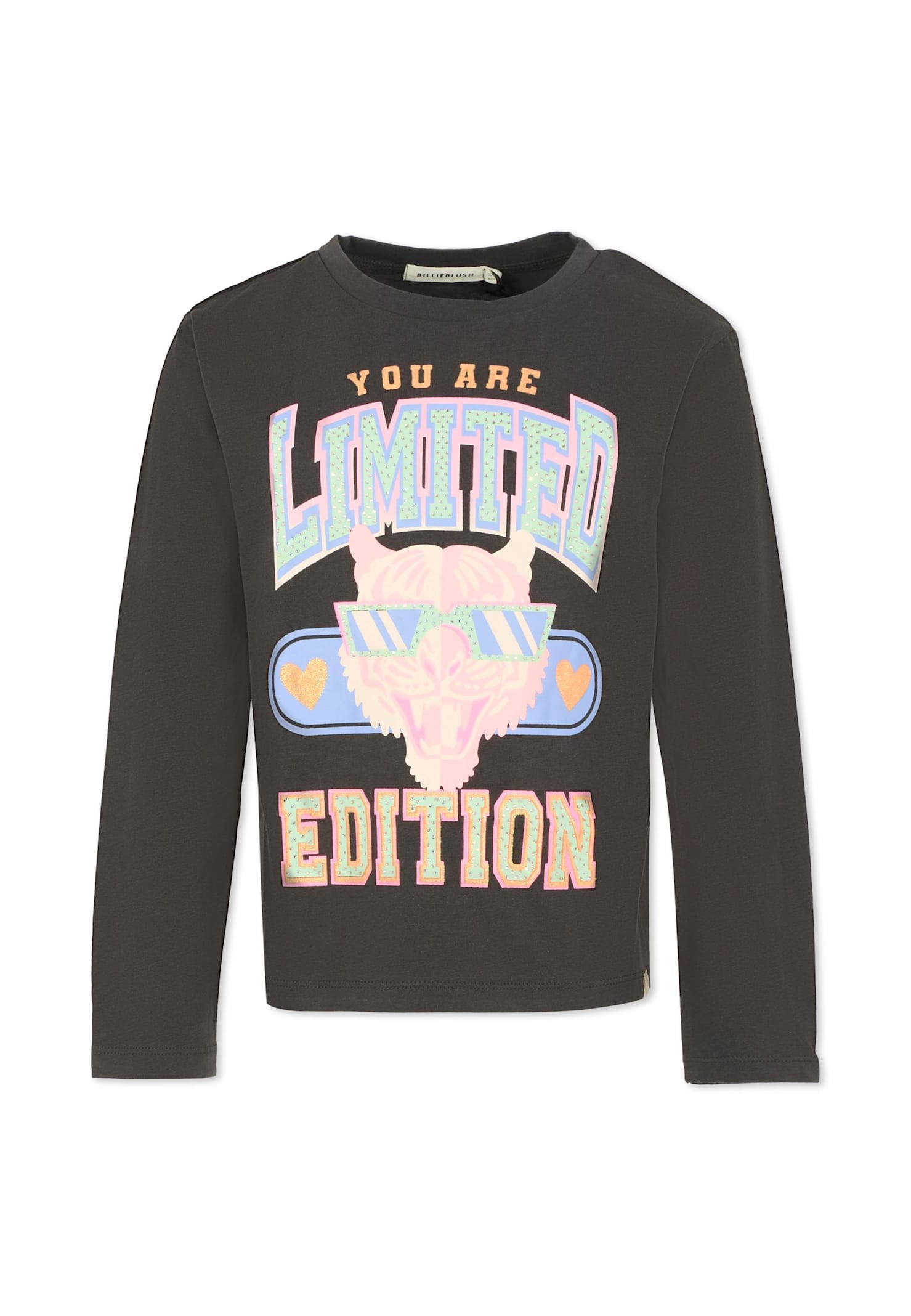 Billieblush Grey T-shirt For Girl With Tiger Print In Brown