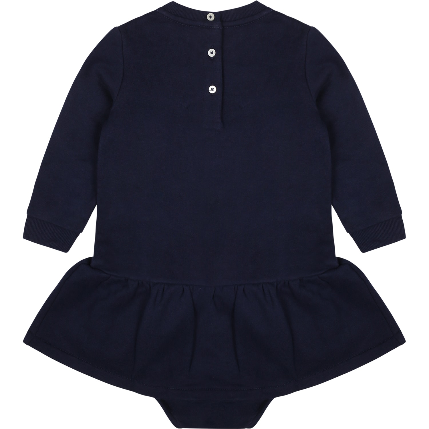 Shop Ralph Lauren Blue Dress For Baby Girl With Polo Bear