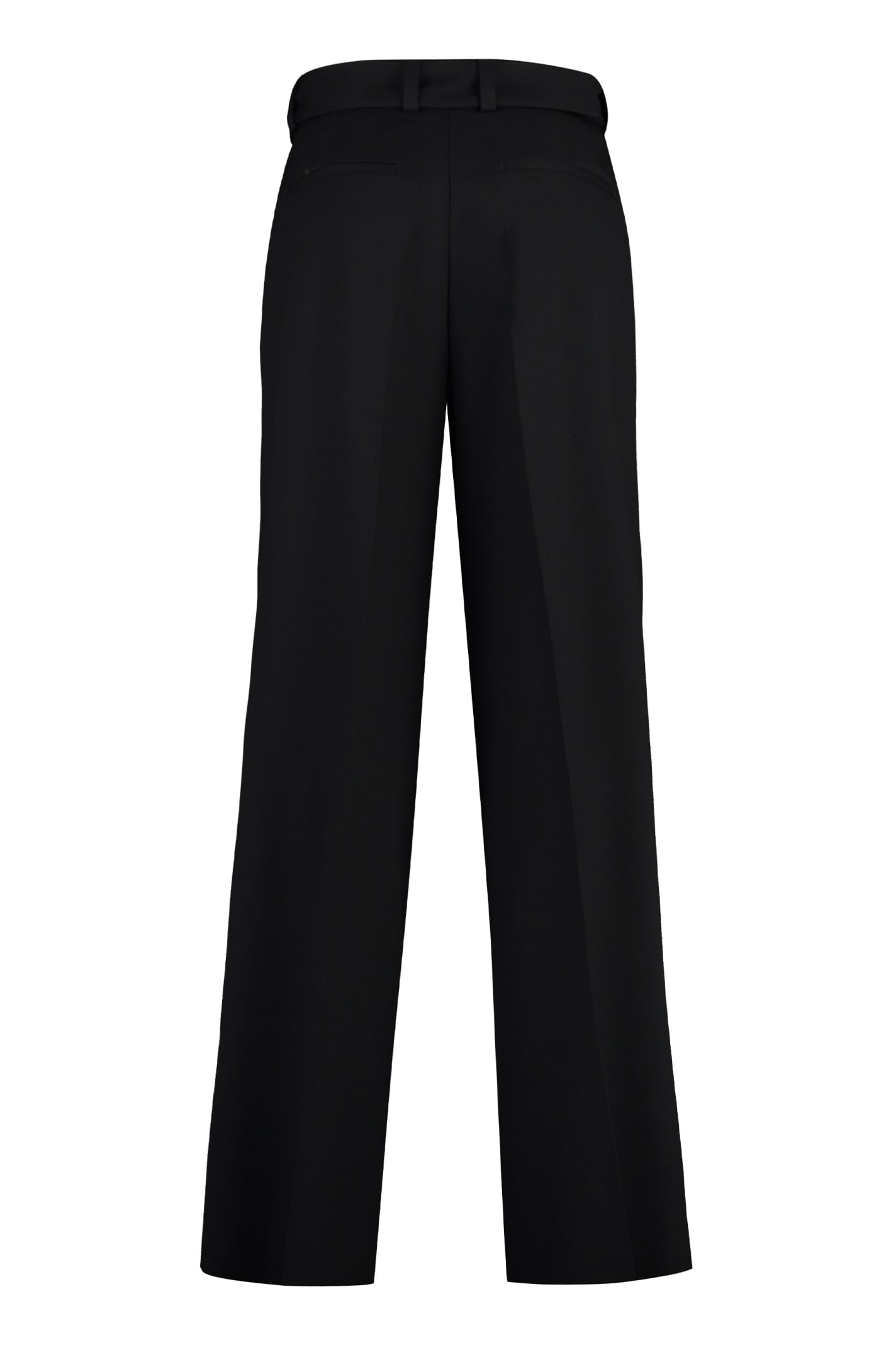 Jil Sander Men Black Wool Gabardine Belted Trousers In Black