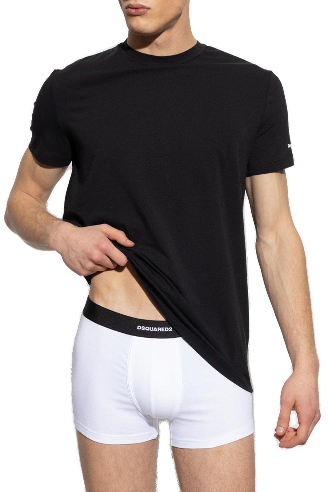 Shop Dsquared2 Logo Printed Two-pack T-shirt In Black