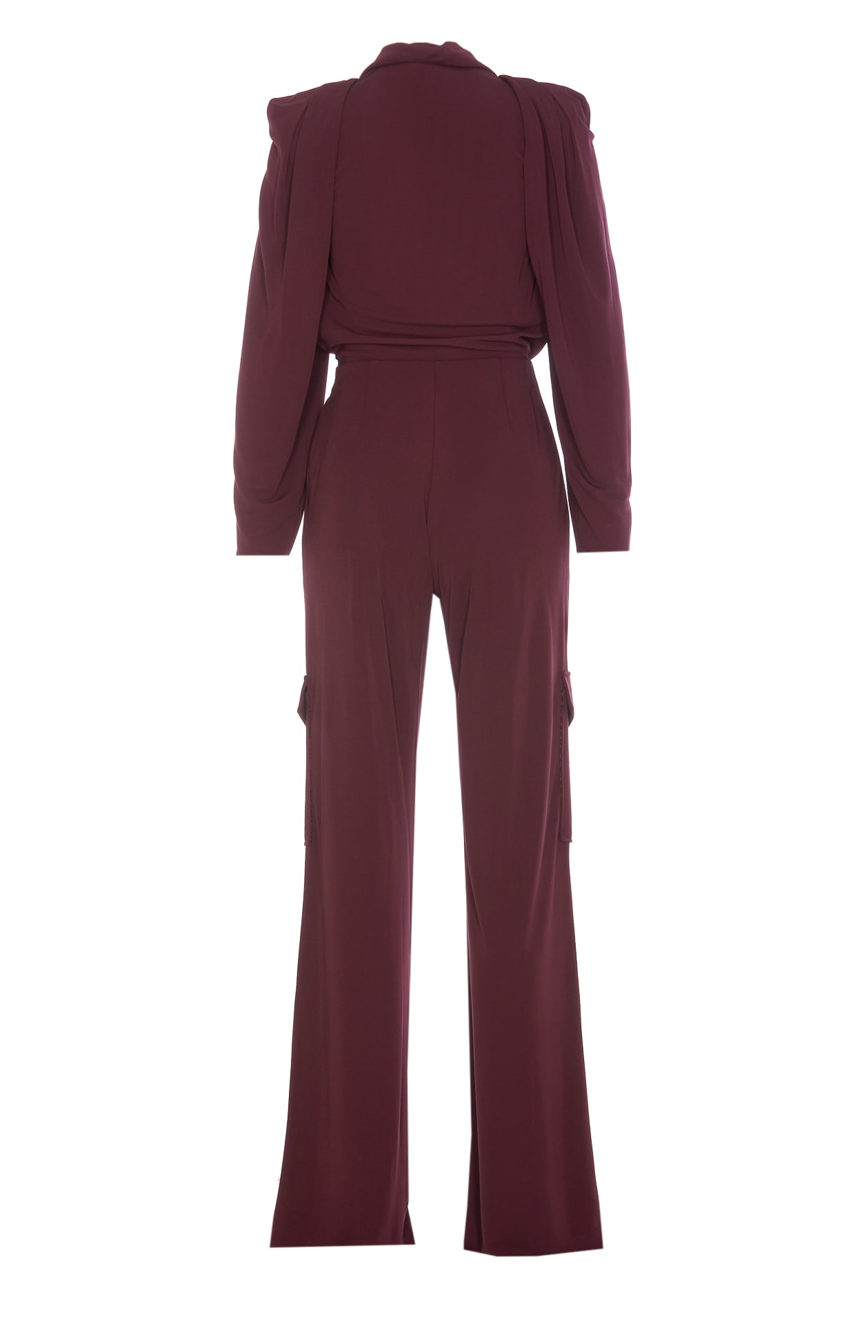 Shop Elisabetta Franchi Jersey Jumpsuit With Charms Belt In Red