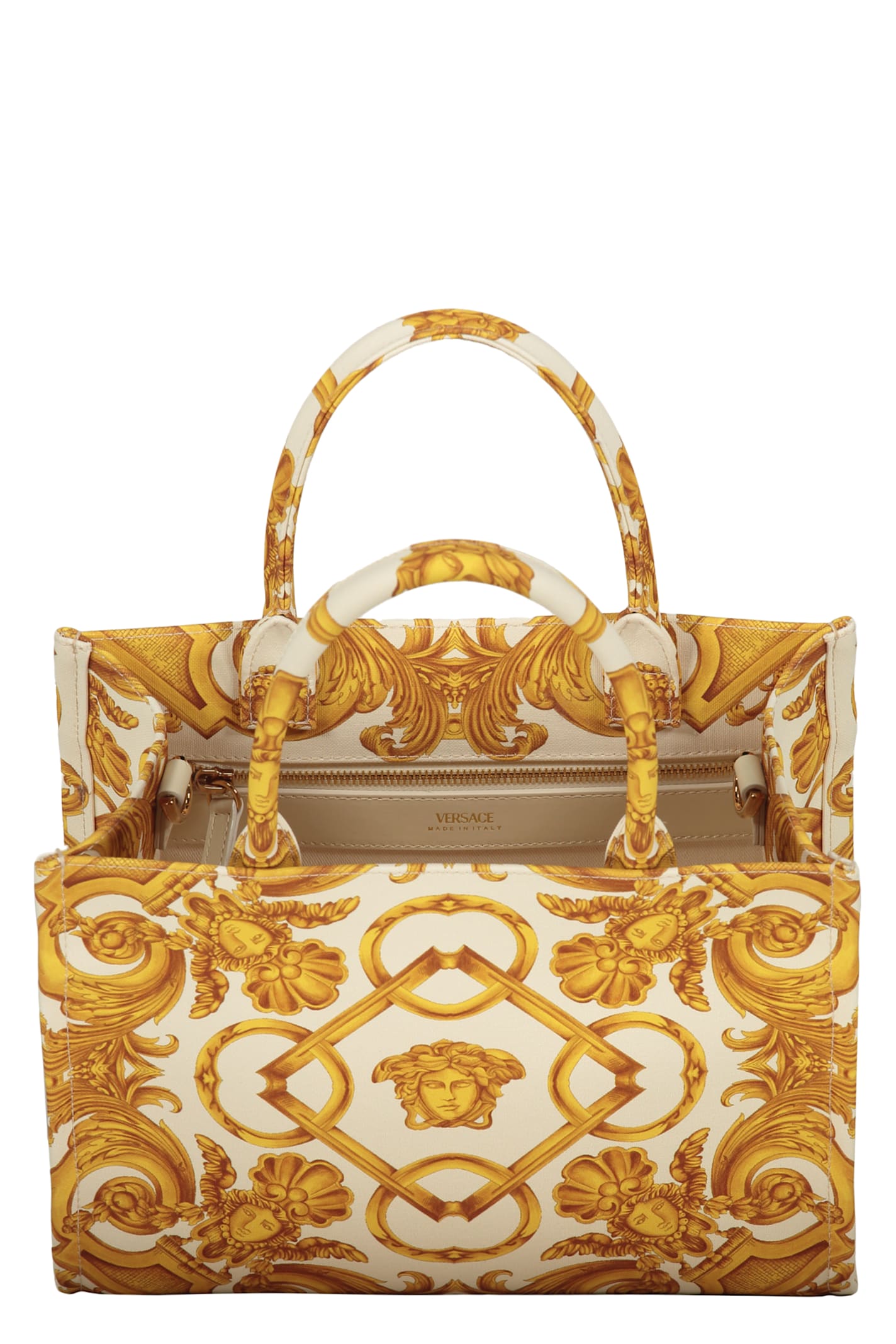 Versace Medusa Barocco Tote Bag In Ivory
