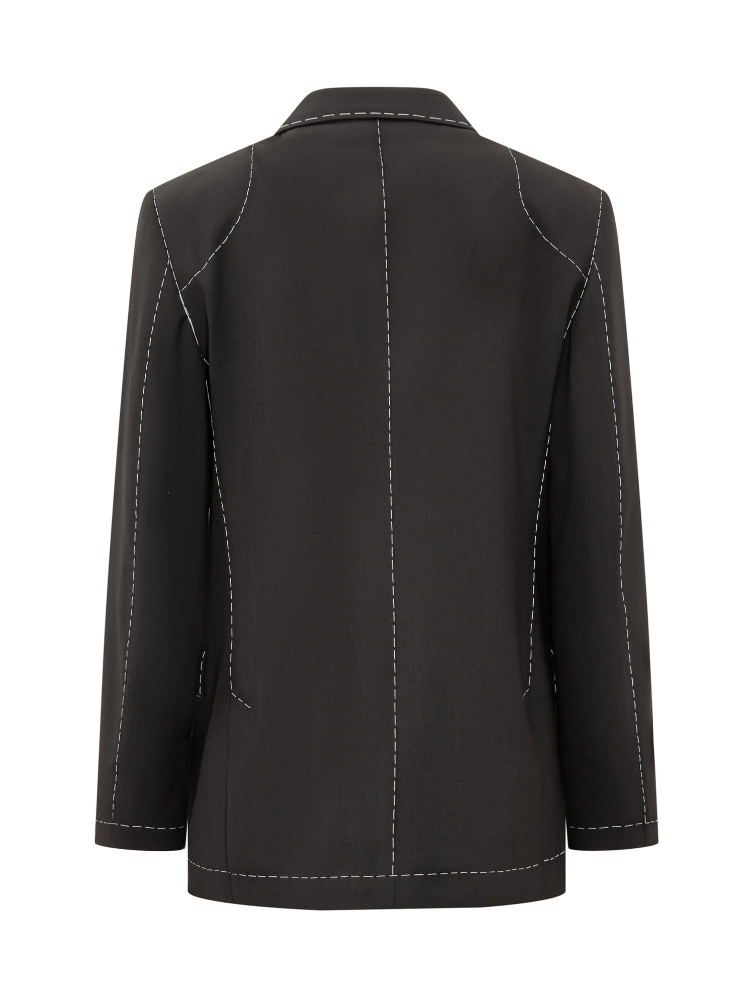 Off-white Off White Black Stretch Polyester Blend Blazer In Black