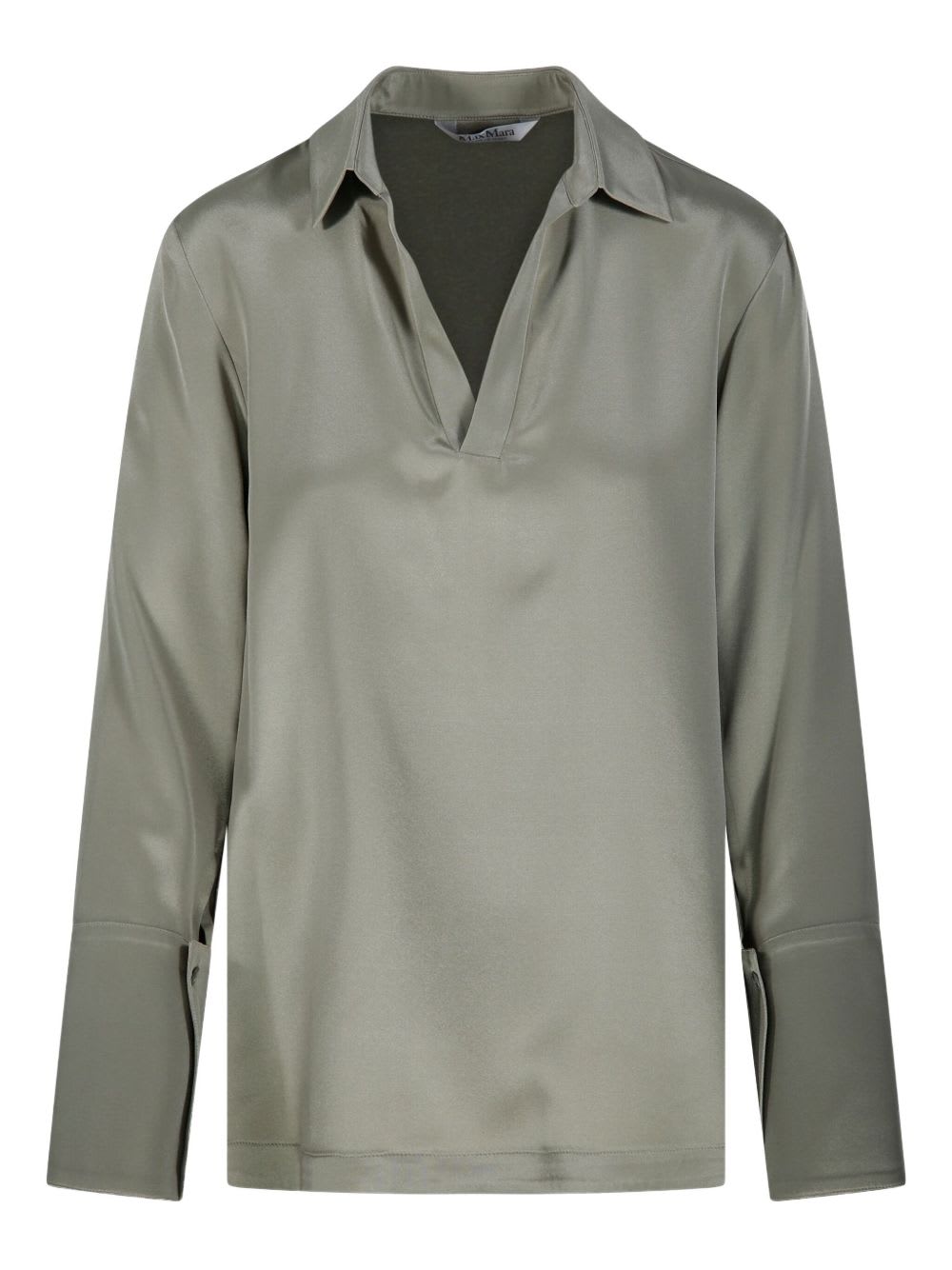 Max Mara Relaxed-fit Blouse With Classic Collar And Unique Cuffs In Gray