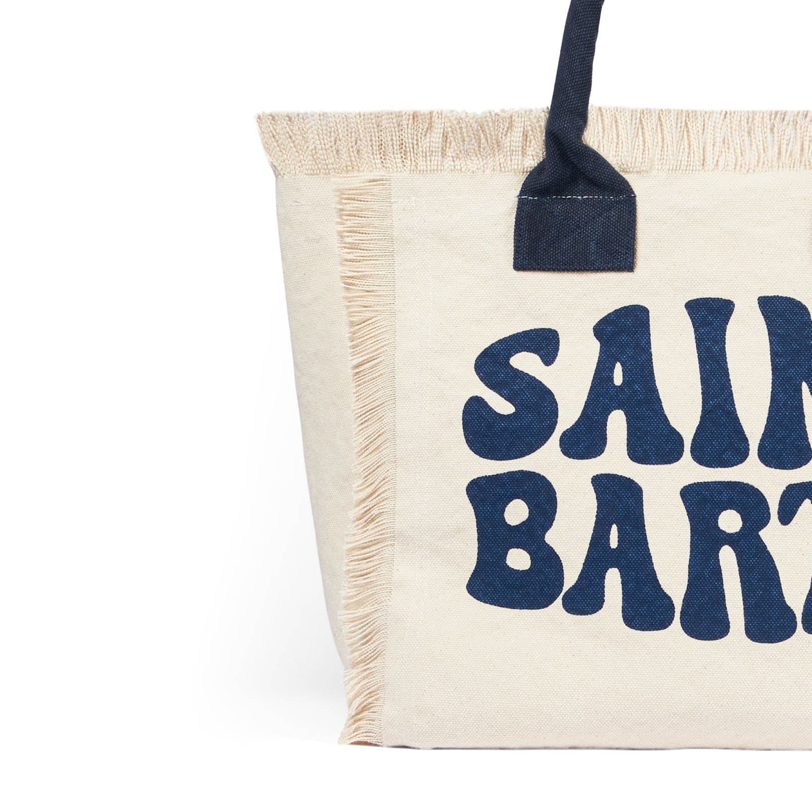 Shop Mc2 Saint Barth Vanity White Canvas Shoulder Bag With Groovy Blue Logo