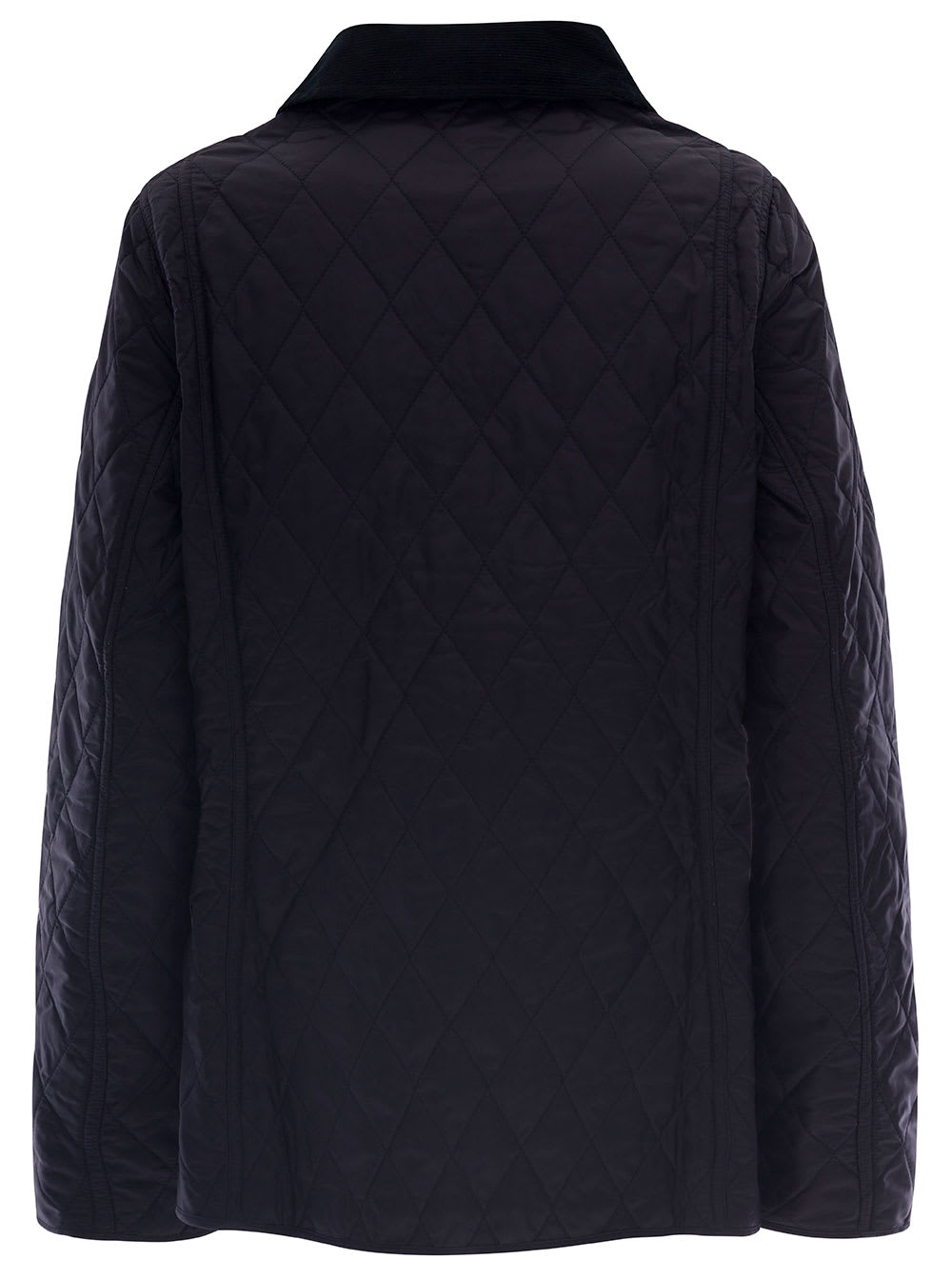 Barbour Navy Blue Quilted Jacket With Contrast Collar In Polyamide Woman In Blue