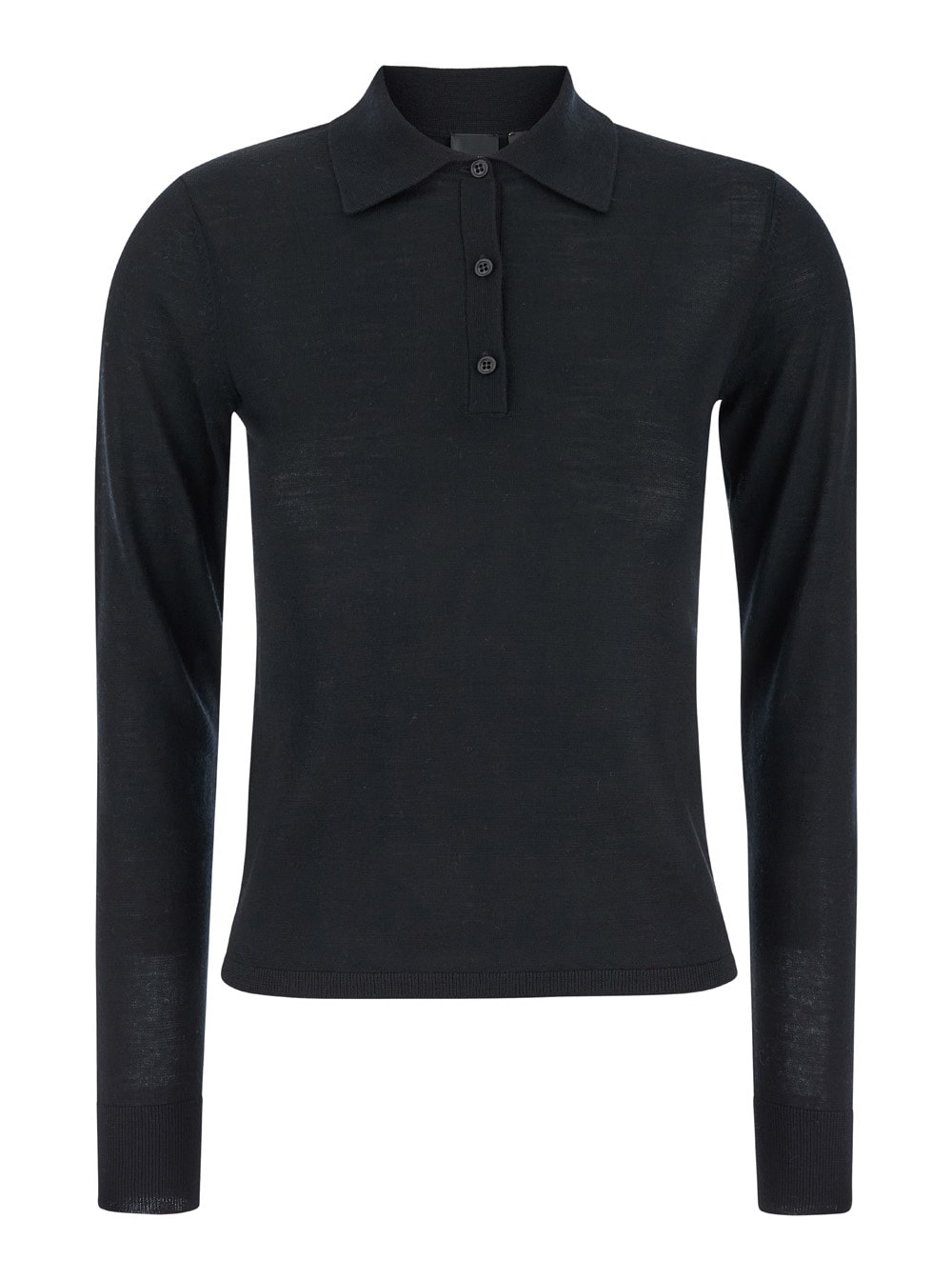 Shop Pinko Liquoroso Black Long-sleeve Polo Shirt In Wool Woman