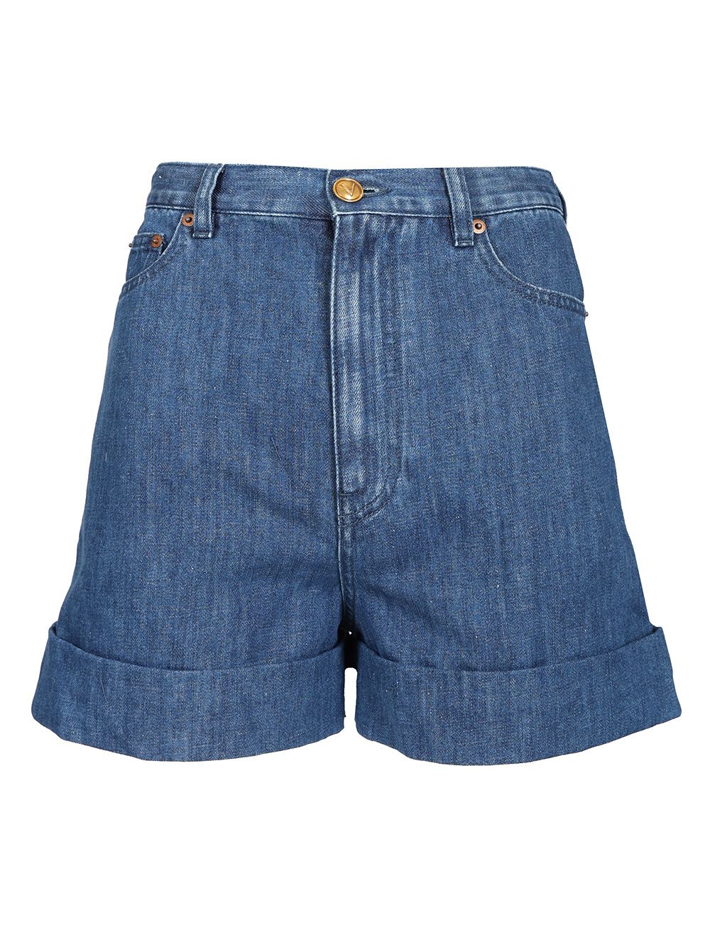 Valentino Denim Shorts With Back Pockets And Belt Loops In Blue