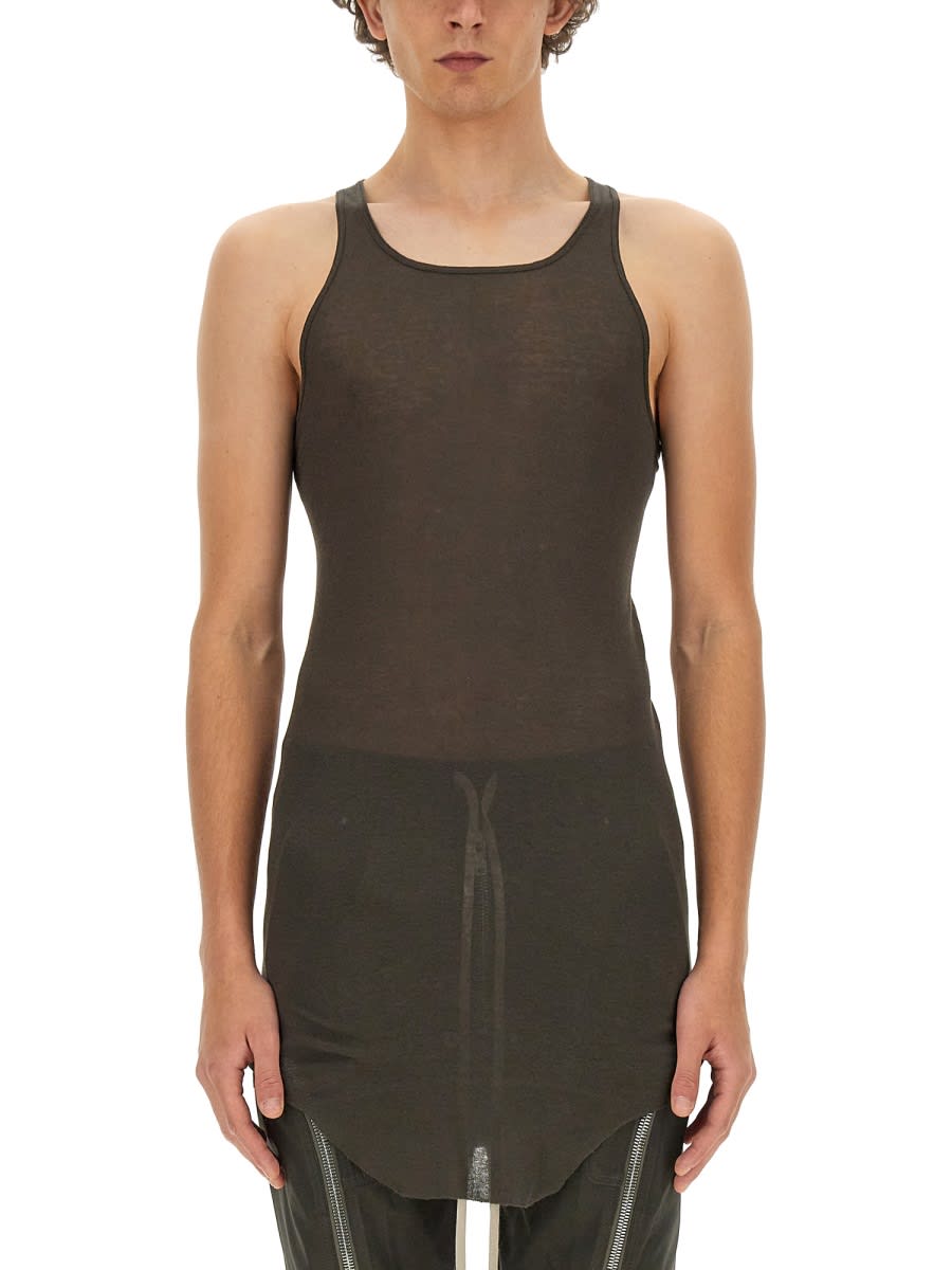 Rick Owens Sheer Sleeveless Racerback Longline T-shirt In Green
