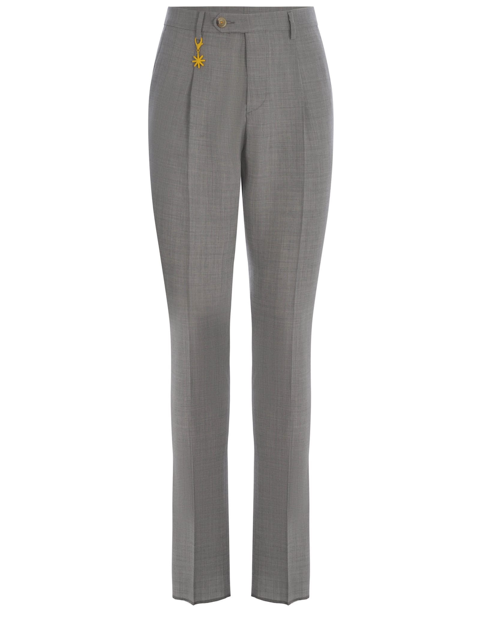 Shop Manuel Ritz Trousers  Made Of Wool Canvas In Grigio Chiaro