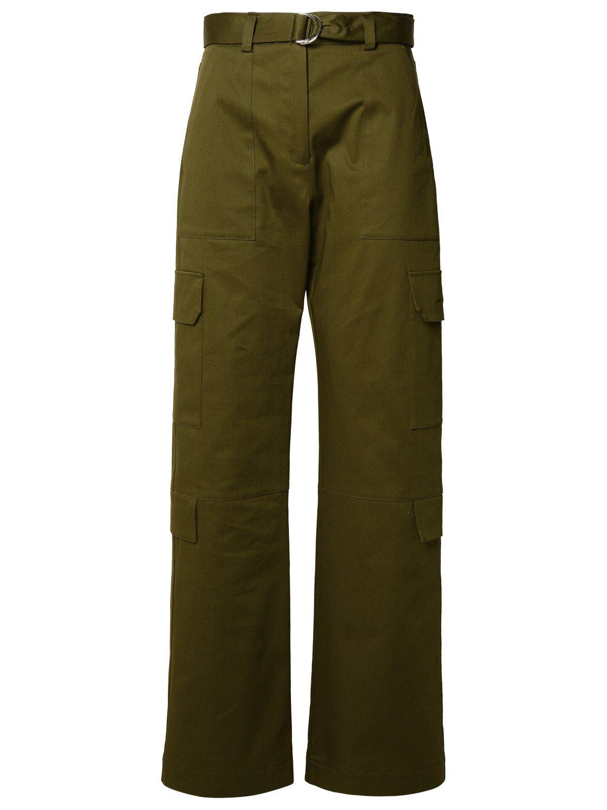 Shop Msgm Straight-leg Belted Cargo Trousers In Green