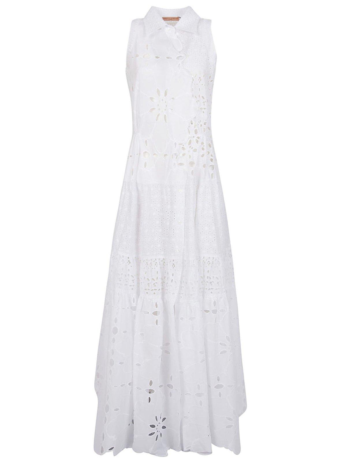 Shop Ermanno Scervino Broderie Anglaise Long Shirtdress In Bright White