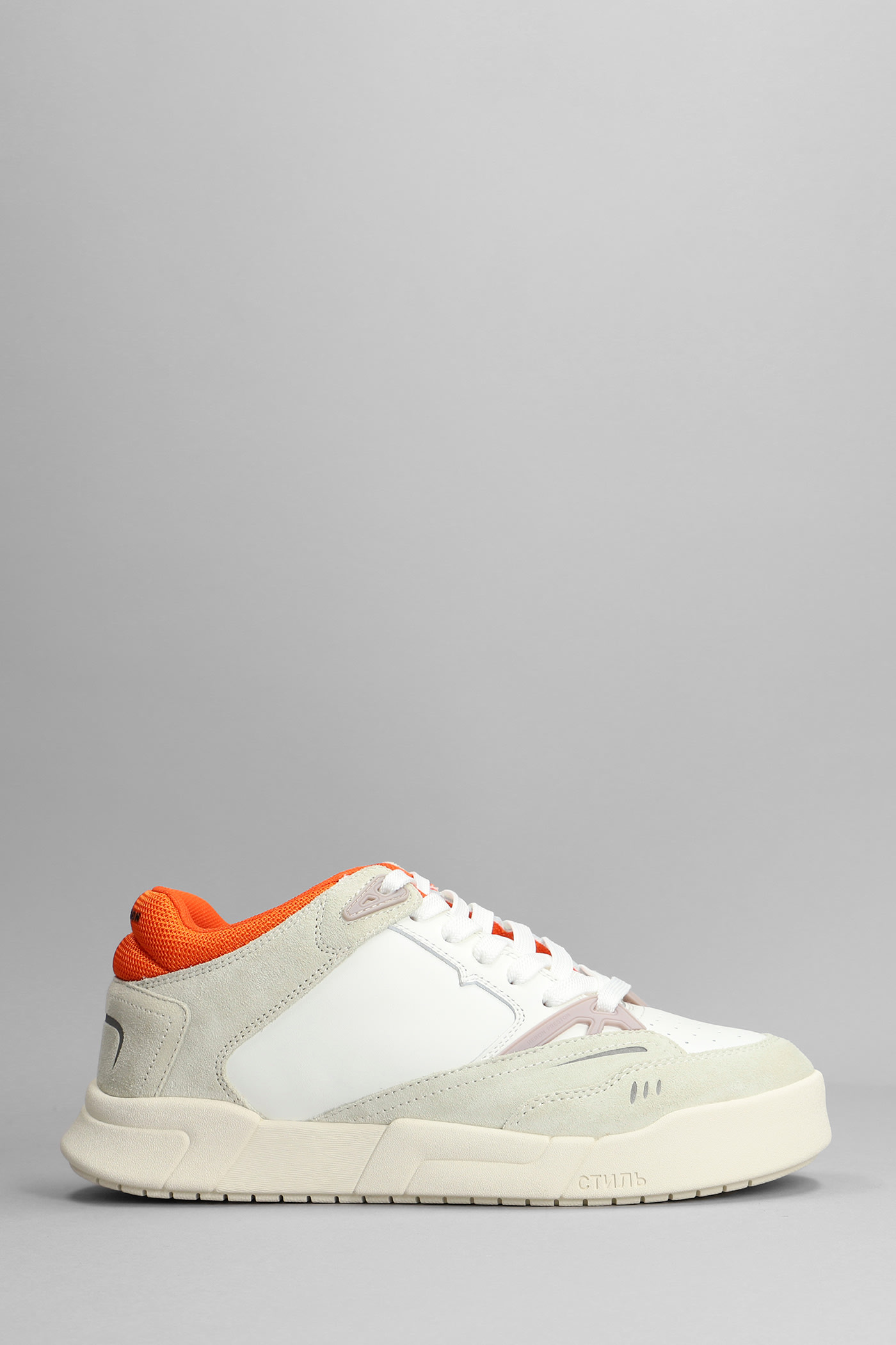 HERON PRESTON SNEAKERS IN WHITE SUEDE AND LEATHER