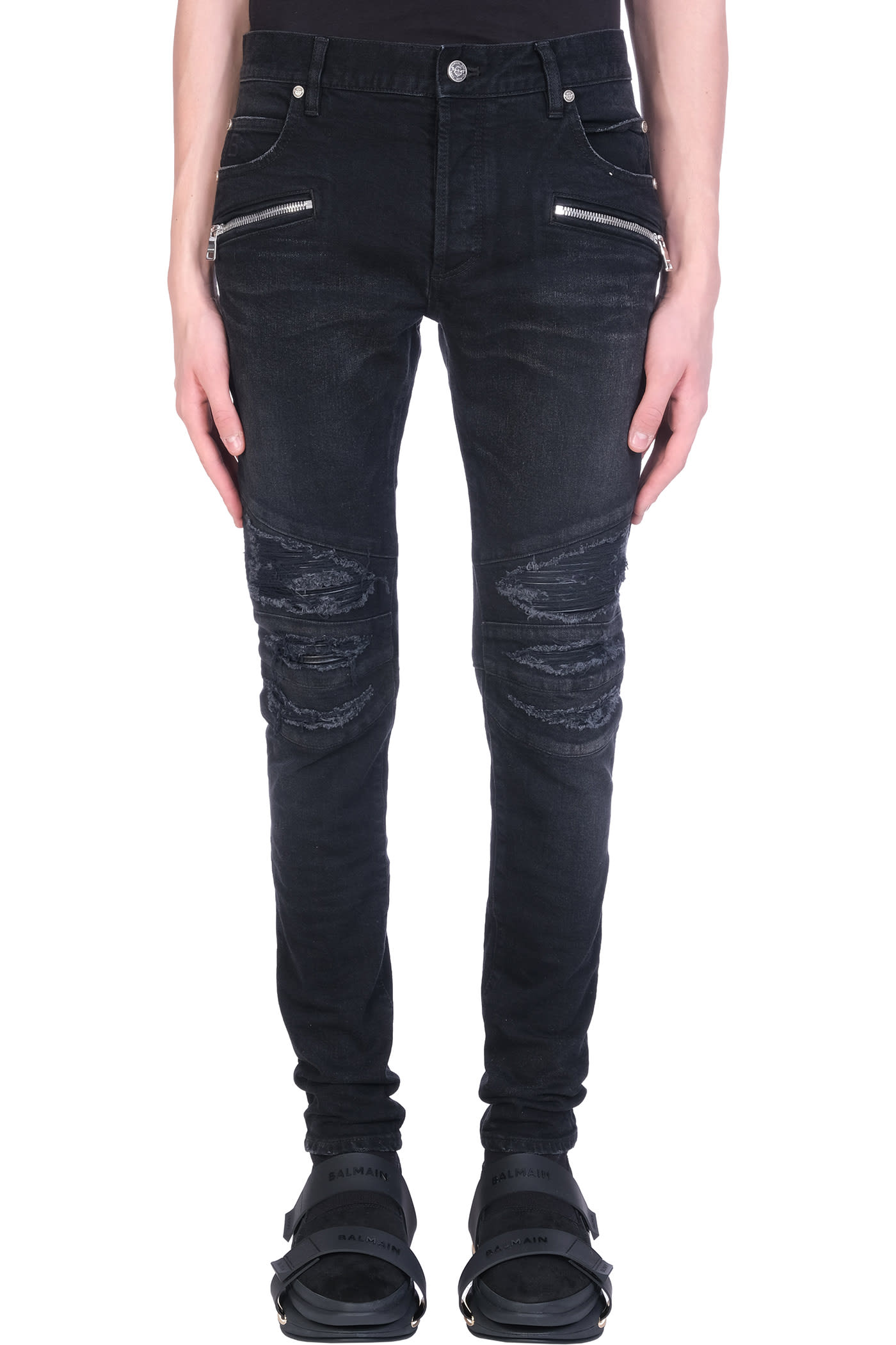 Balmain Slim Jeans Jeans In Black Denim