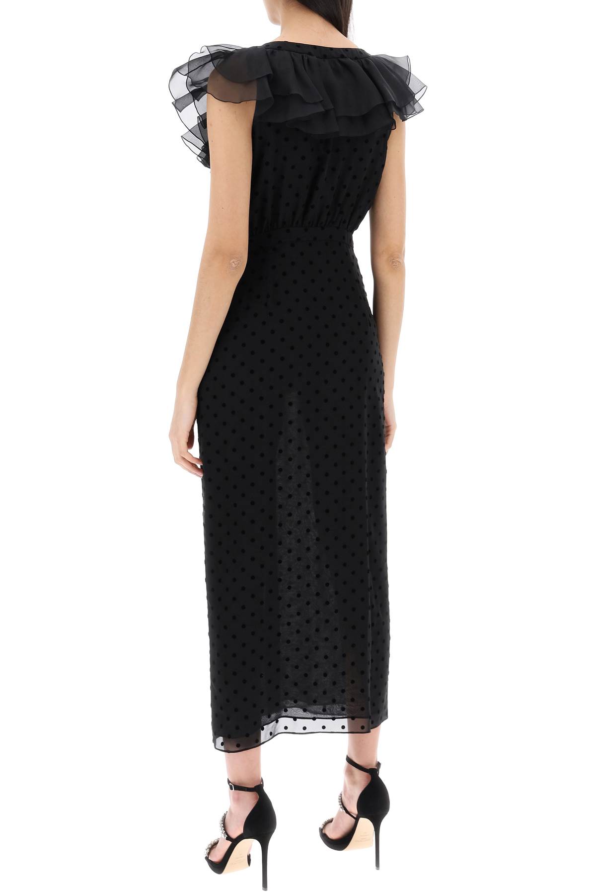 Shop Alessandra Rich Polka Dot Midi Dress In Ge In Black (black)