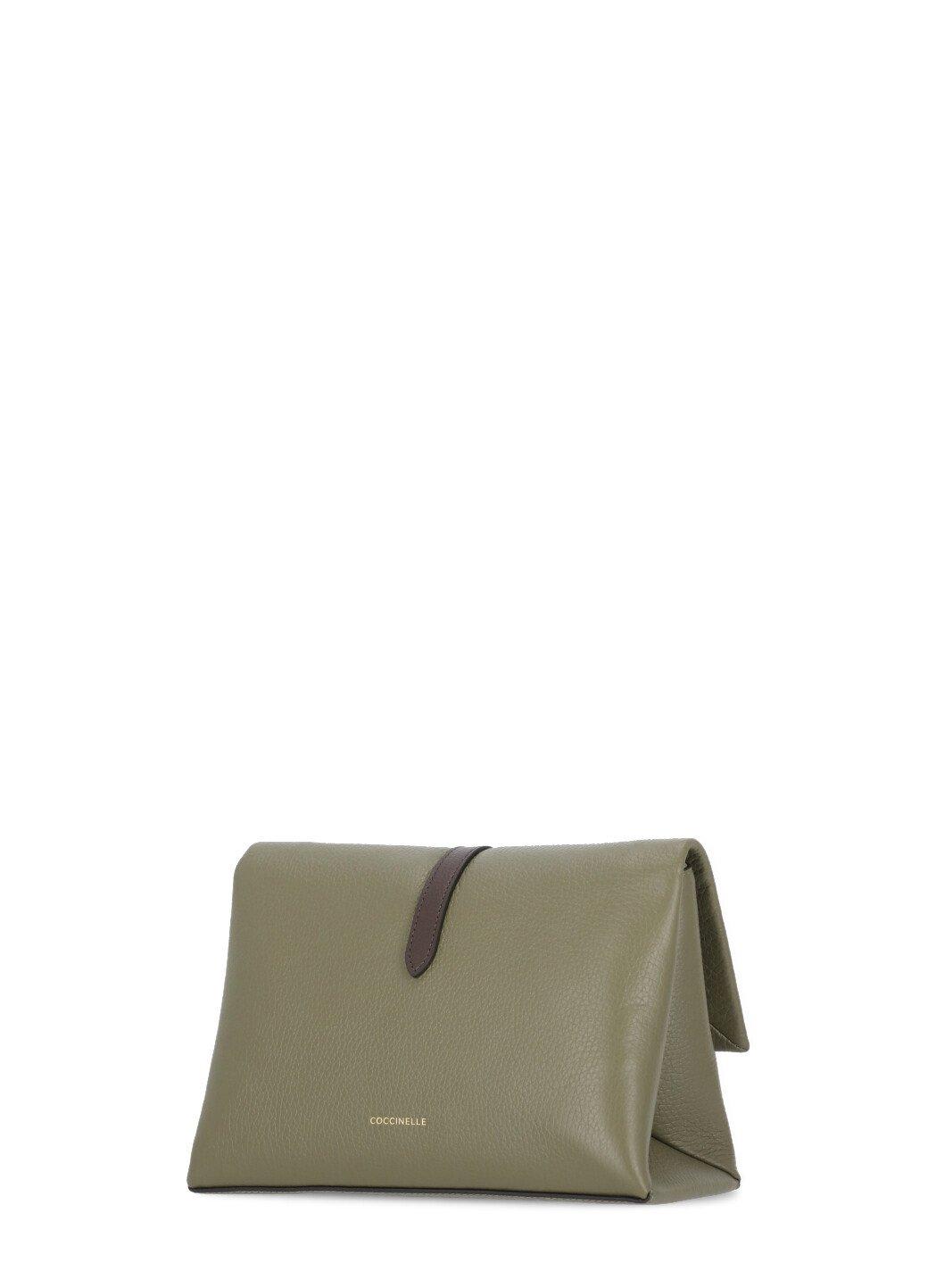 Shop Coccinelle Dorian Tricolor Small Shoulder Bag In Green