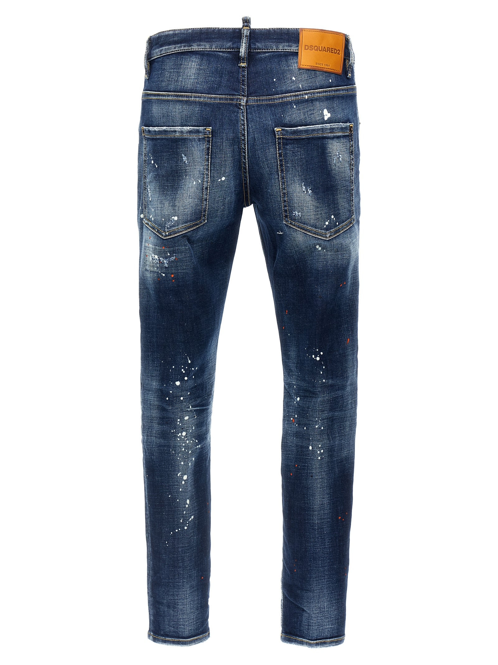 Dsquared2 Slim-fit Distressed Blue Jeans With Five-pocket Design In Blue