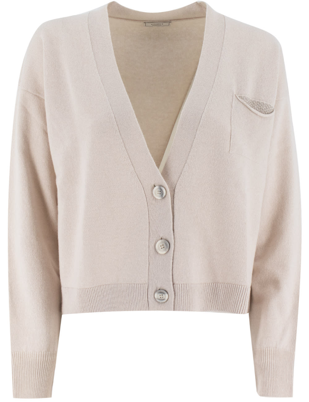 Shop Peserico Cardigan In Beige Perla