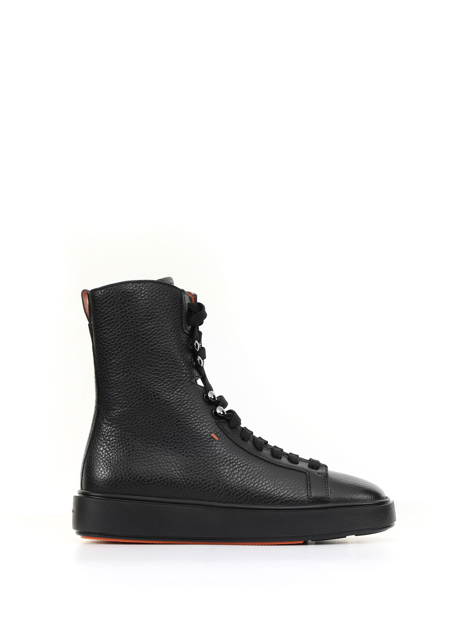 Santoni Leather Ankle Boot With Laces